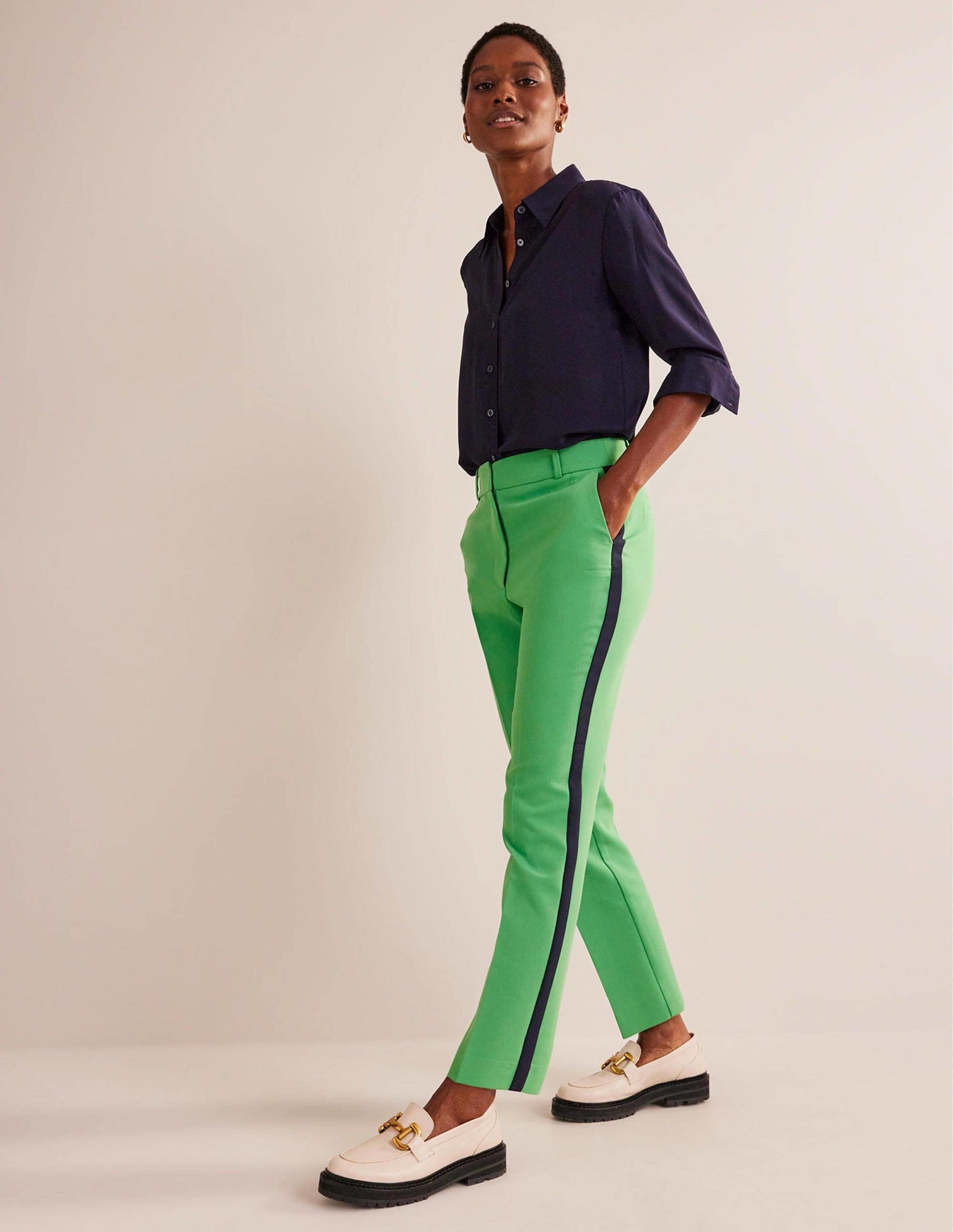 Kew Side Stripe Trousers-Bright green w/side stripe-1