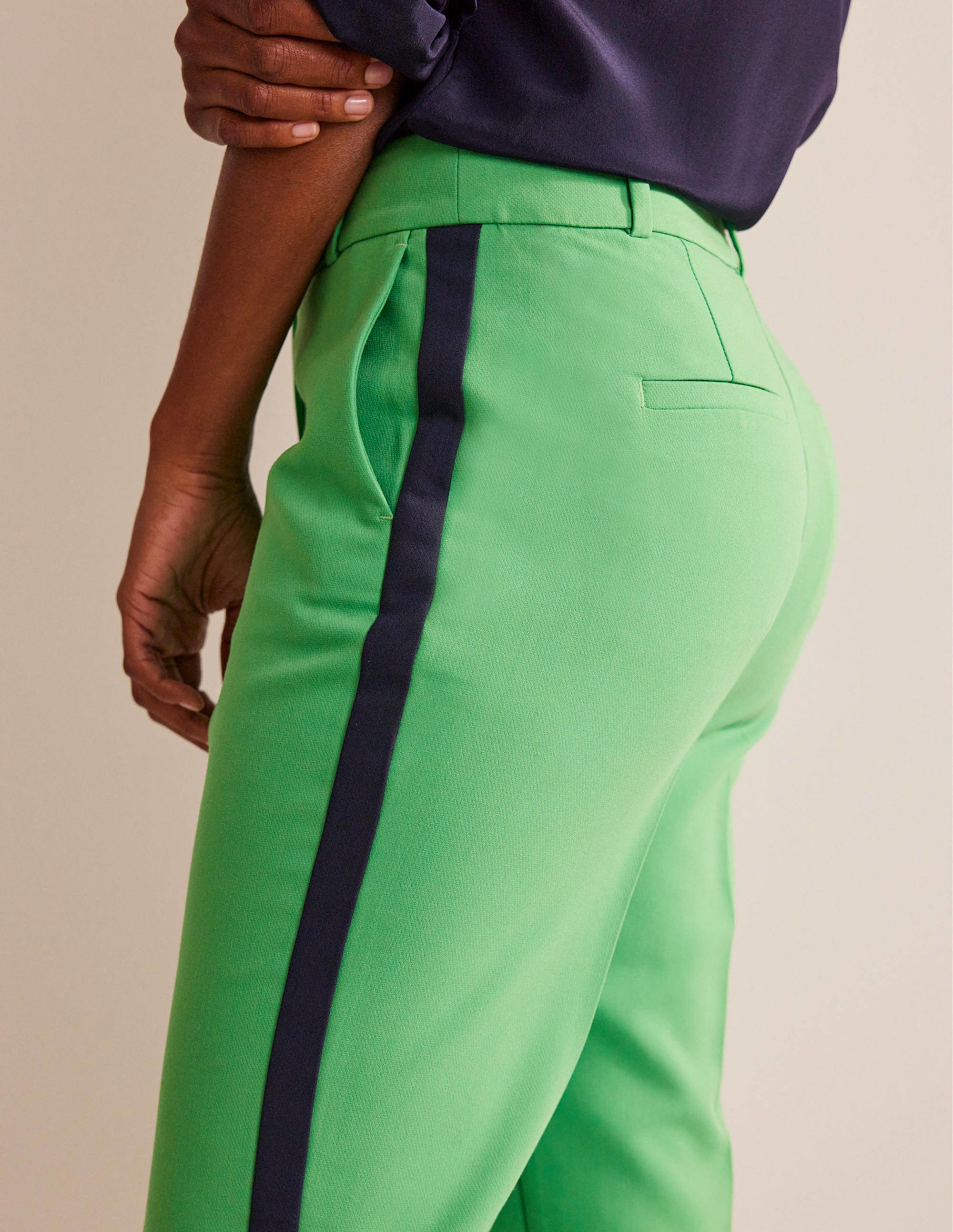 Kew Side Stripe Trousers-Bright green w/side stripe - Image 2