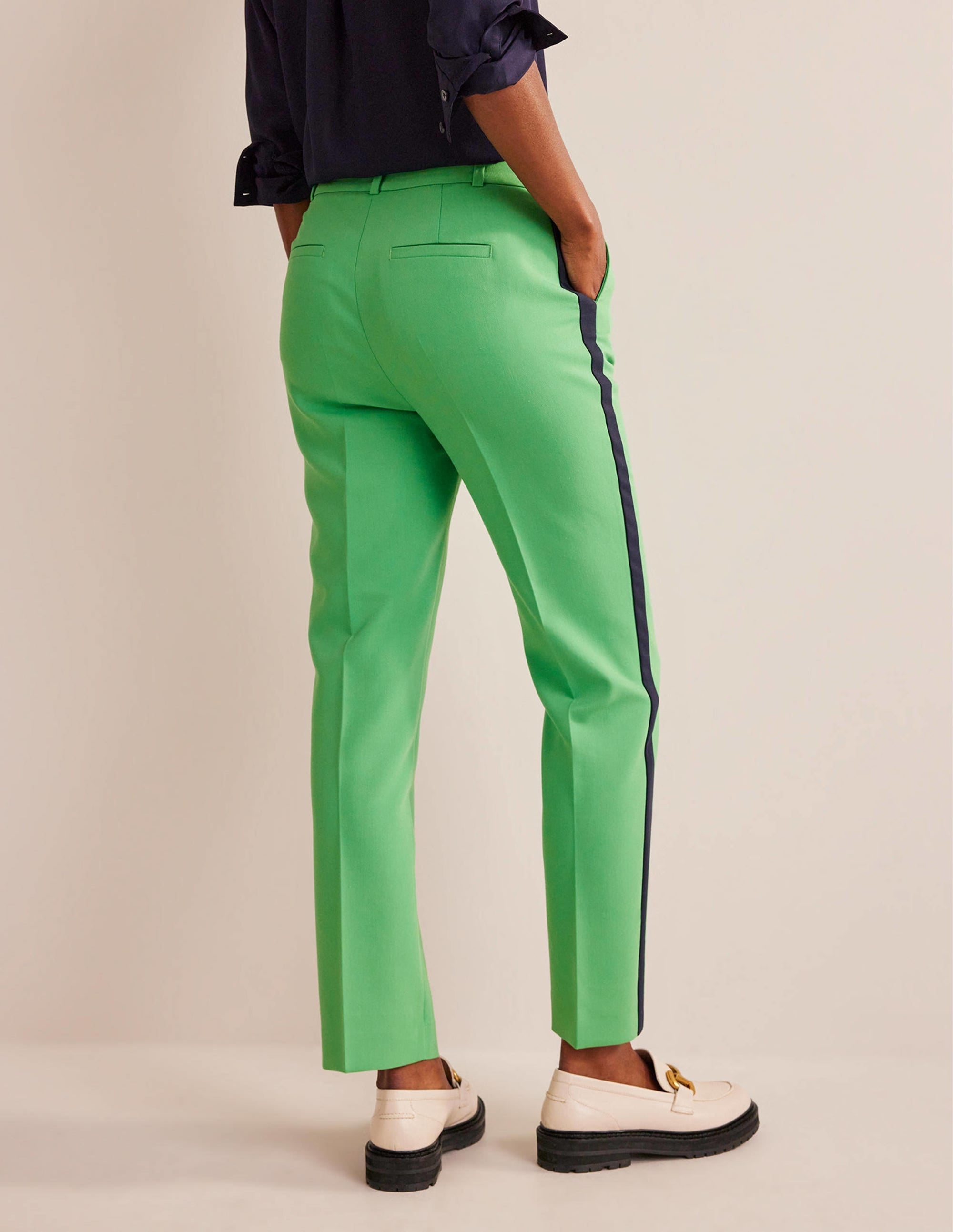 Kew Side Stripe Trousers-Bright green w/side stripe - Image 3