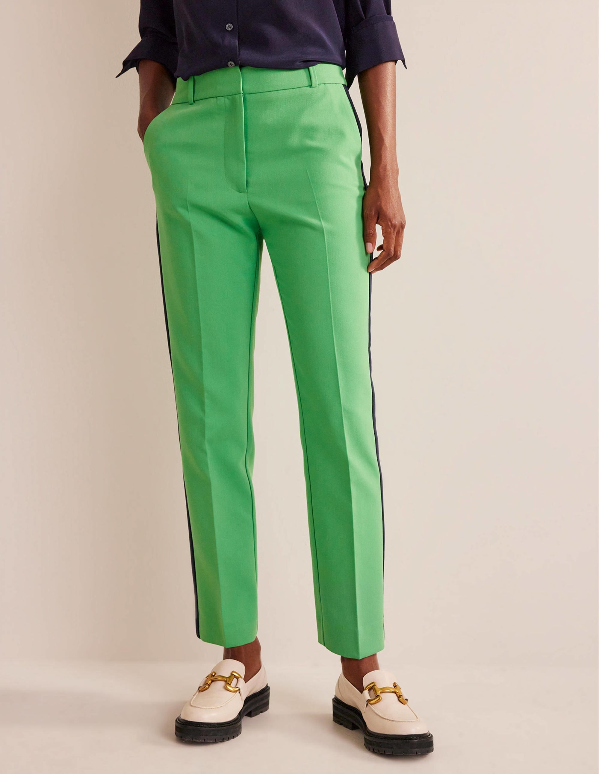 Kew Side Stripe Trousers-Bright green w/side stripe - Image 4
