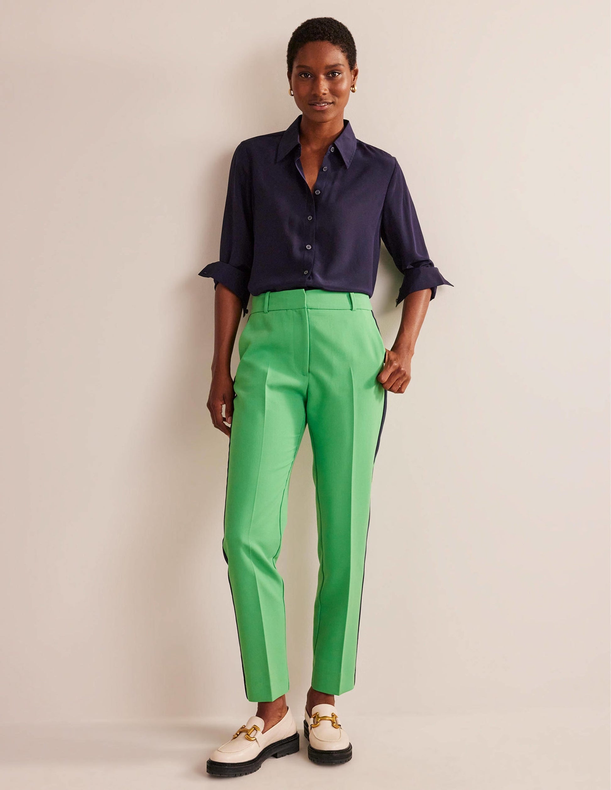 Kew Side Stripe Trousers-Bright green w/side stripe-5
