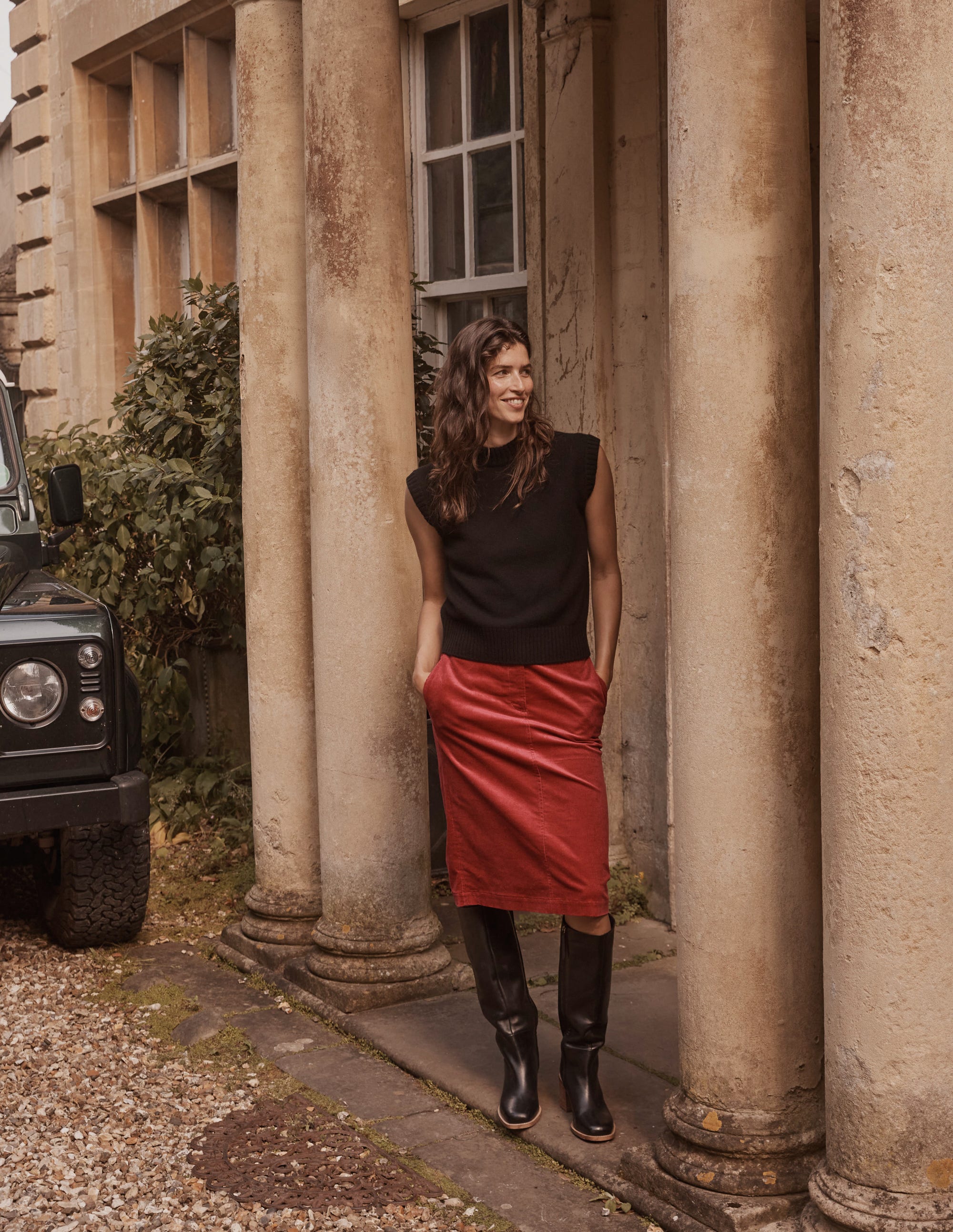 Margot Cord Midi Skirt-Warm Cranberry - Image 5