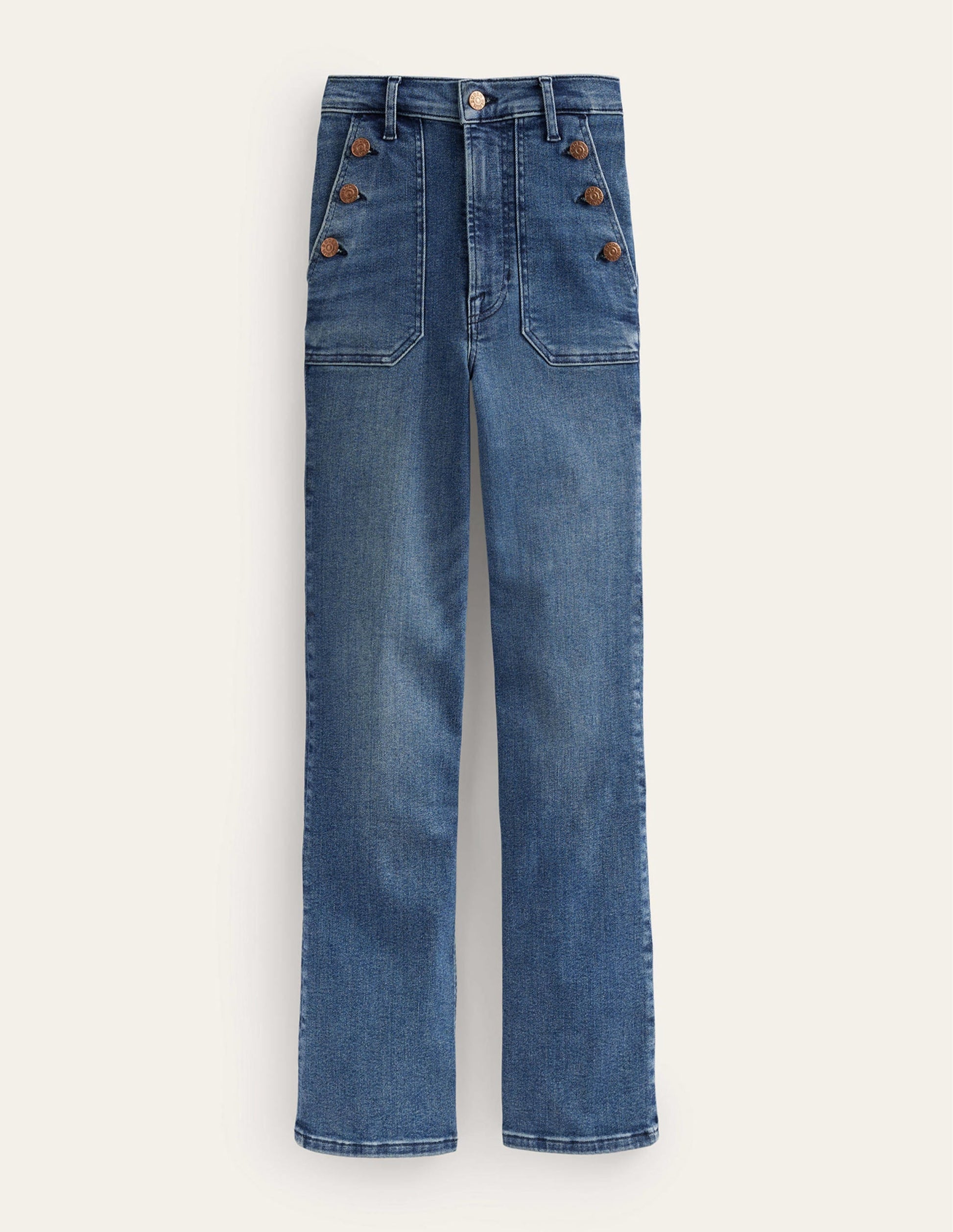 Button Detail Straight Jeans-Mid Vintage-7