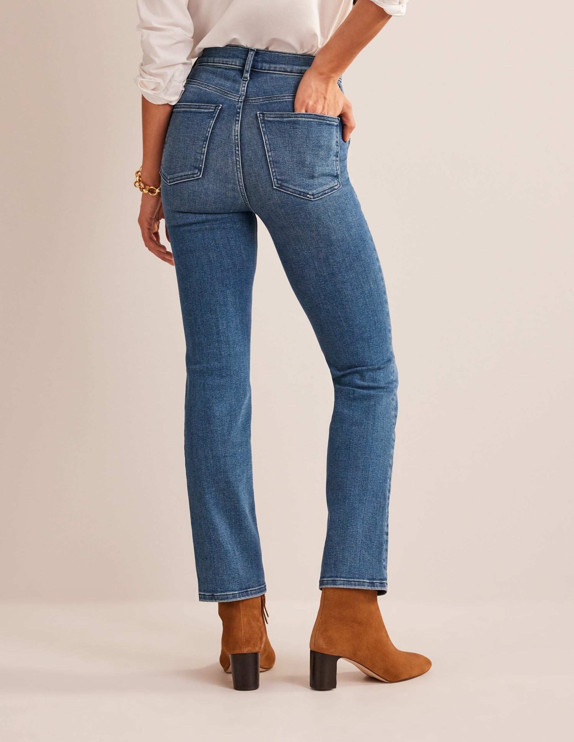 Button Detail Straight Jeans-Mid Vintage-4