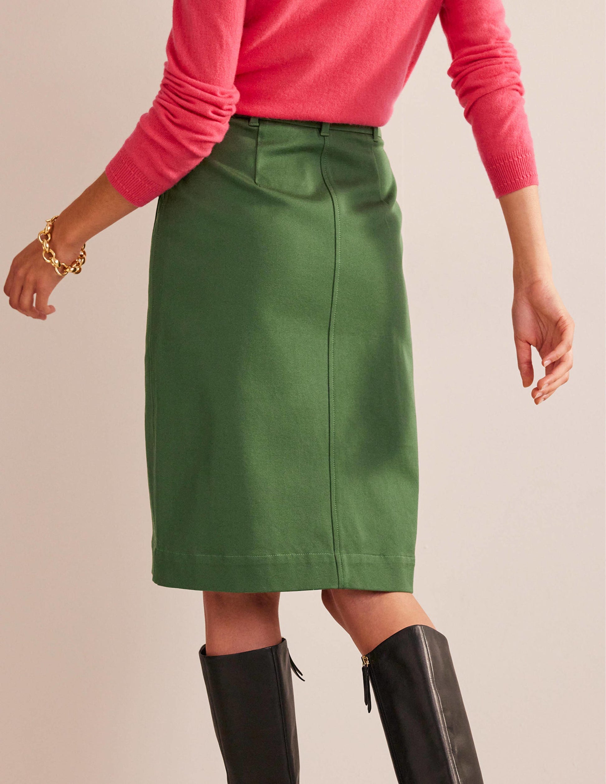 Utility Pocket Midi Skirt-Winter Green-3
