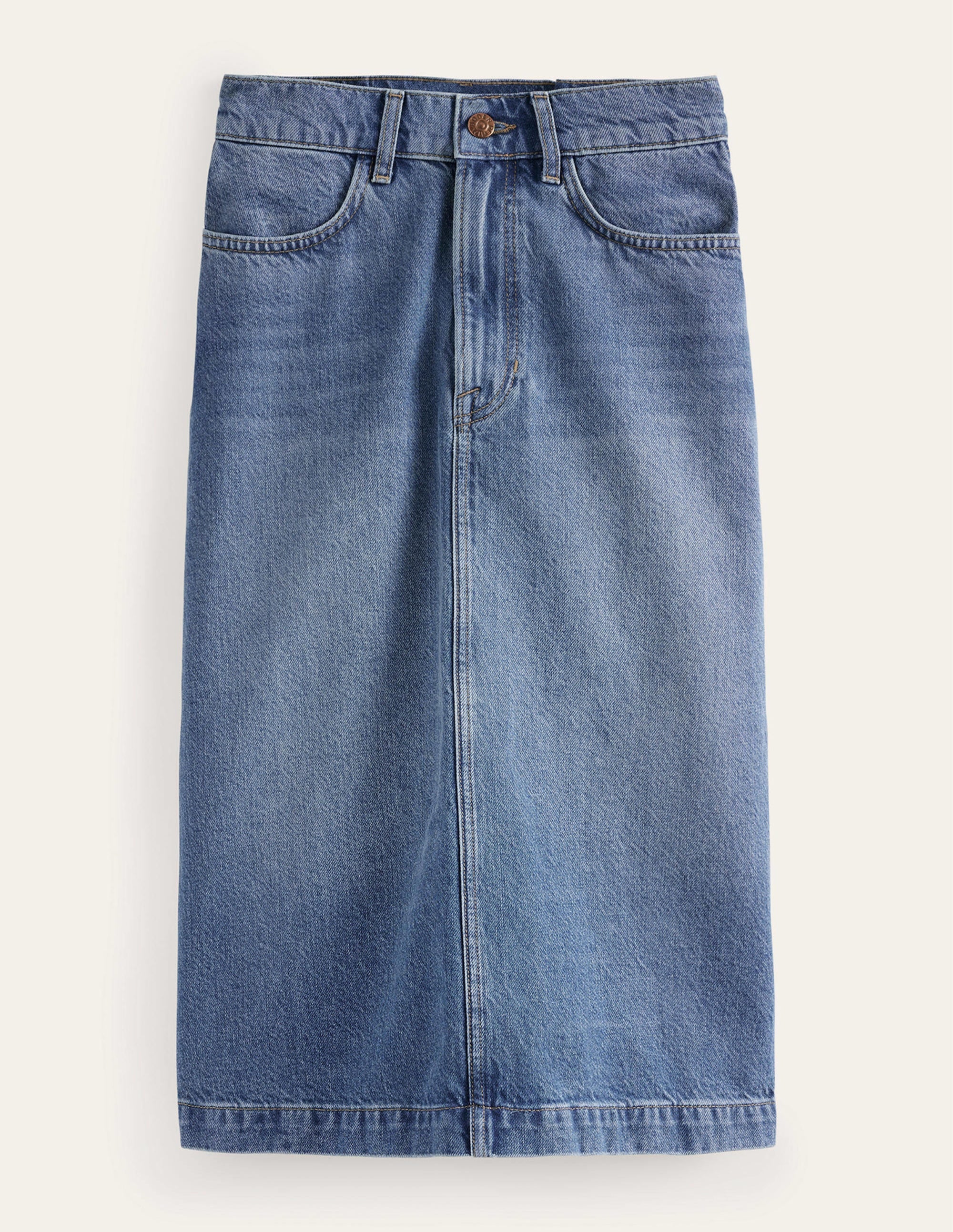 Straight Denim Midi Skirt-Mid Vintage - Image 7