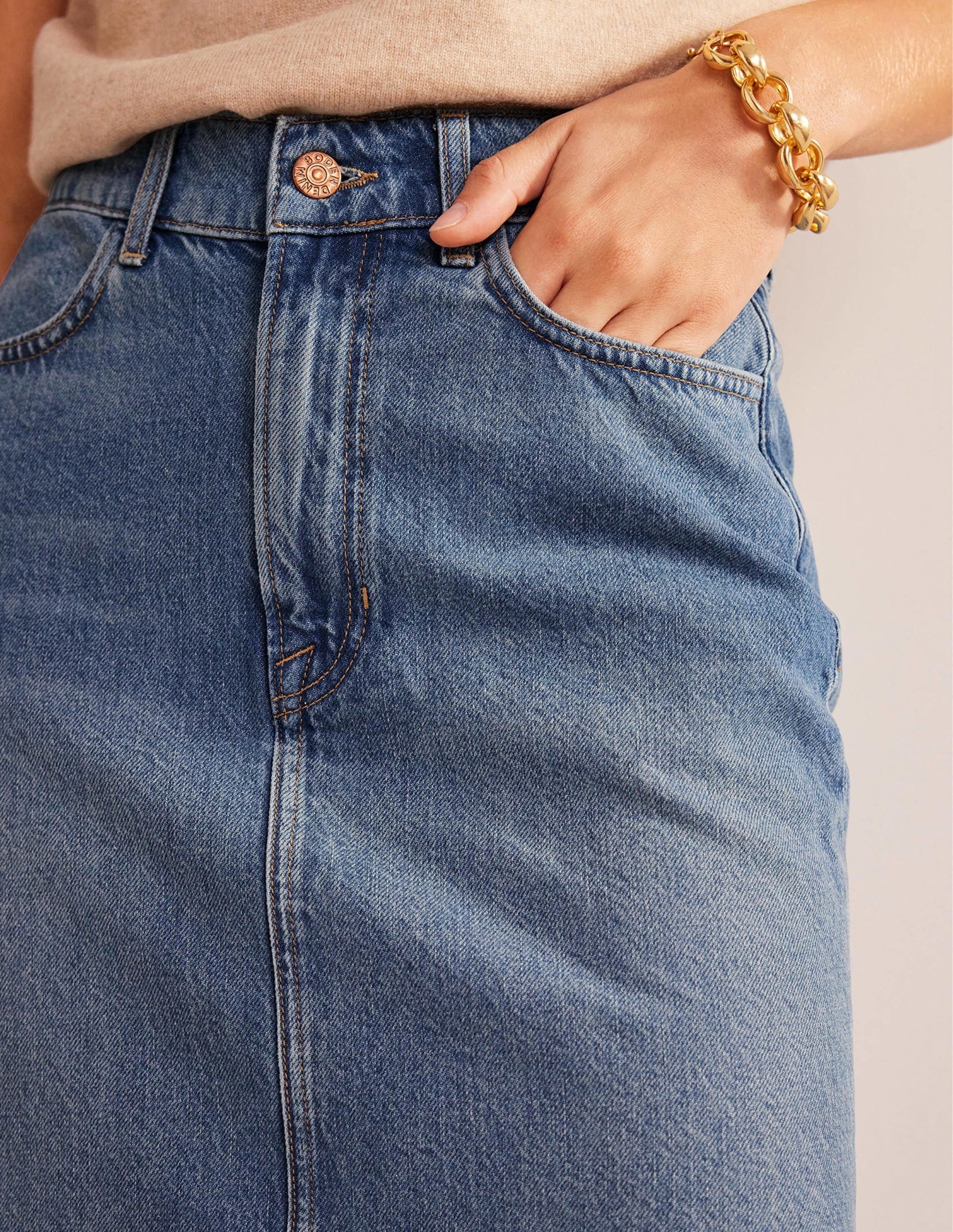 Straight Denim Midi Skirt-Mid Vintage-5