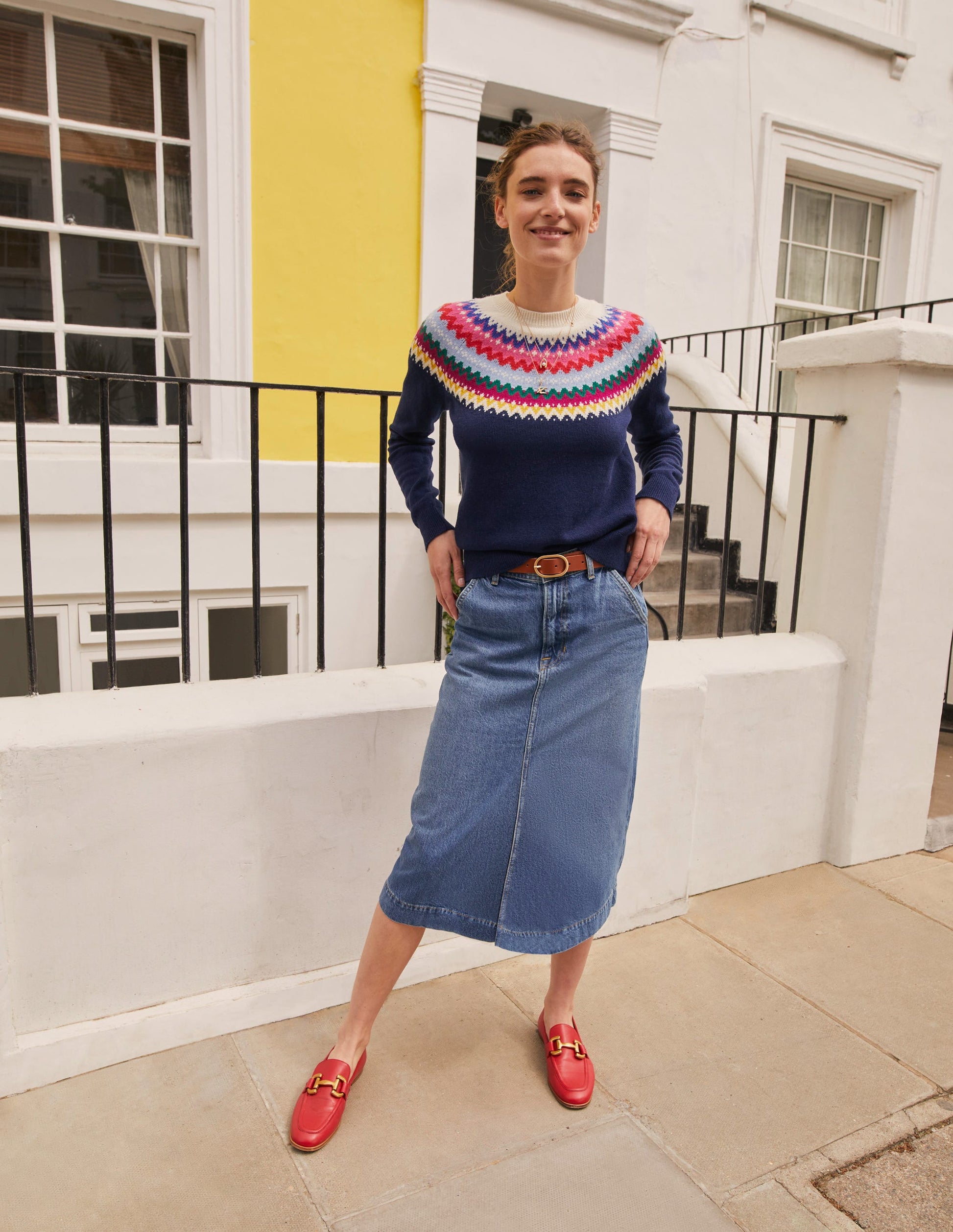 Straight Denim Midi Skirt-Mid Vintage-6