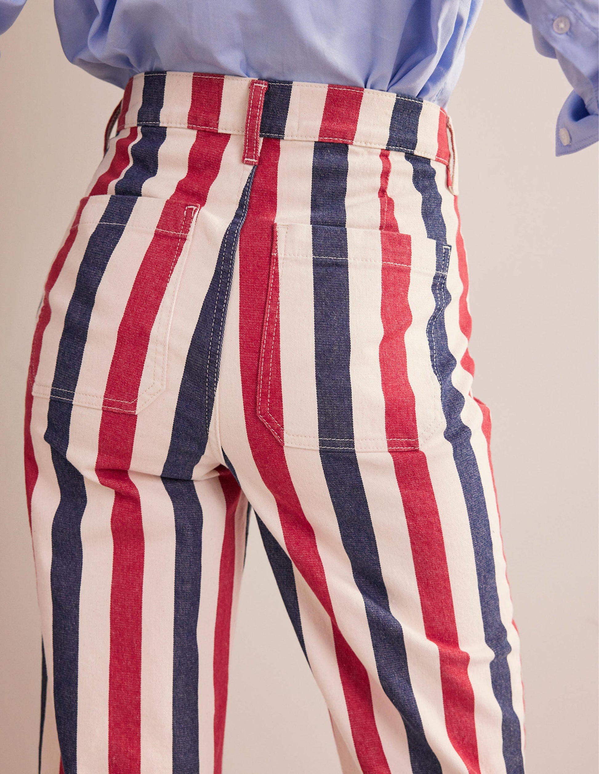 Striped Straight Jeans-Red/Blue Stripe-2