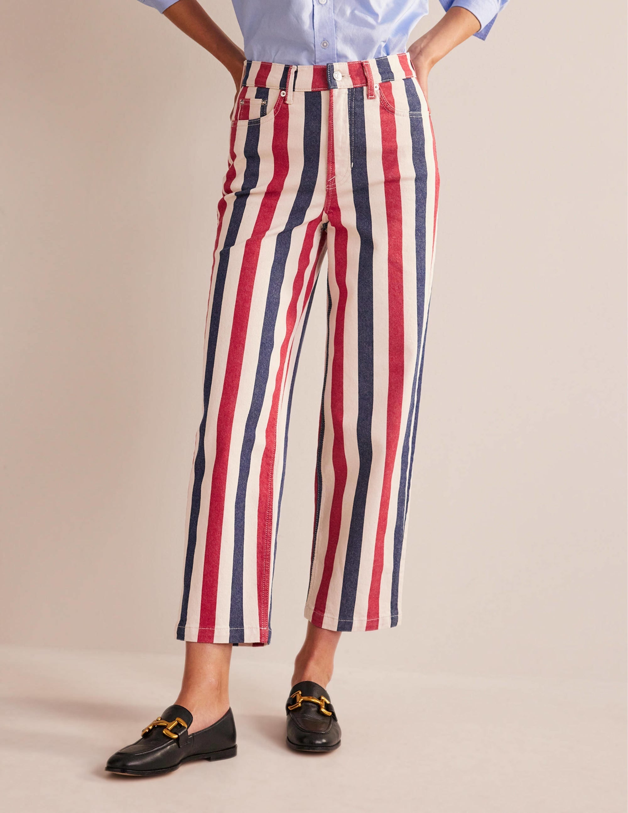 Striped Straight Jeans-Red/Blue Stripe - Image 4