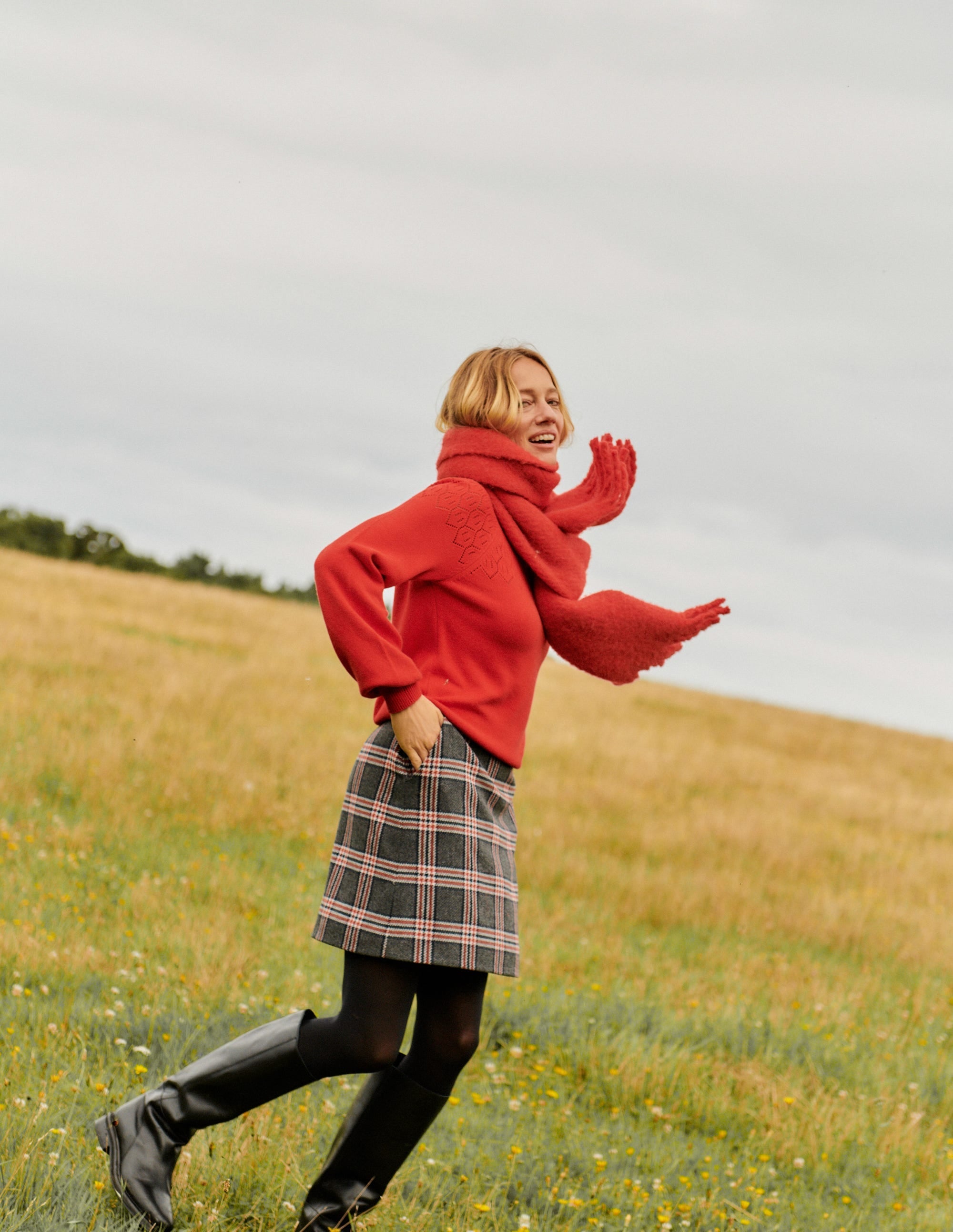 Estella Tweed Mini Skirt-Charcoal Check - Image 5