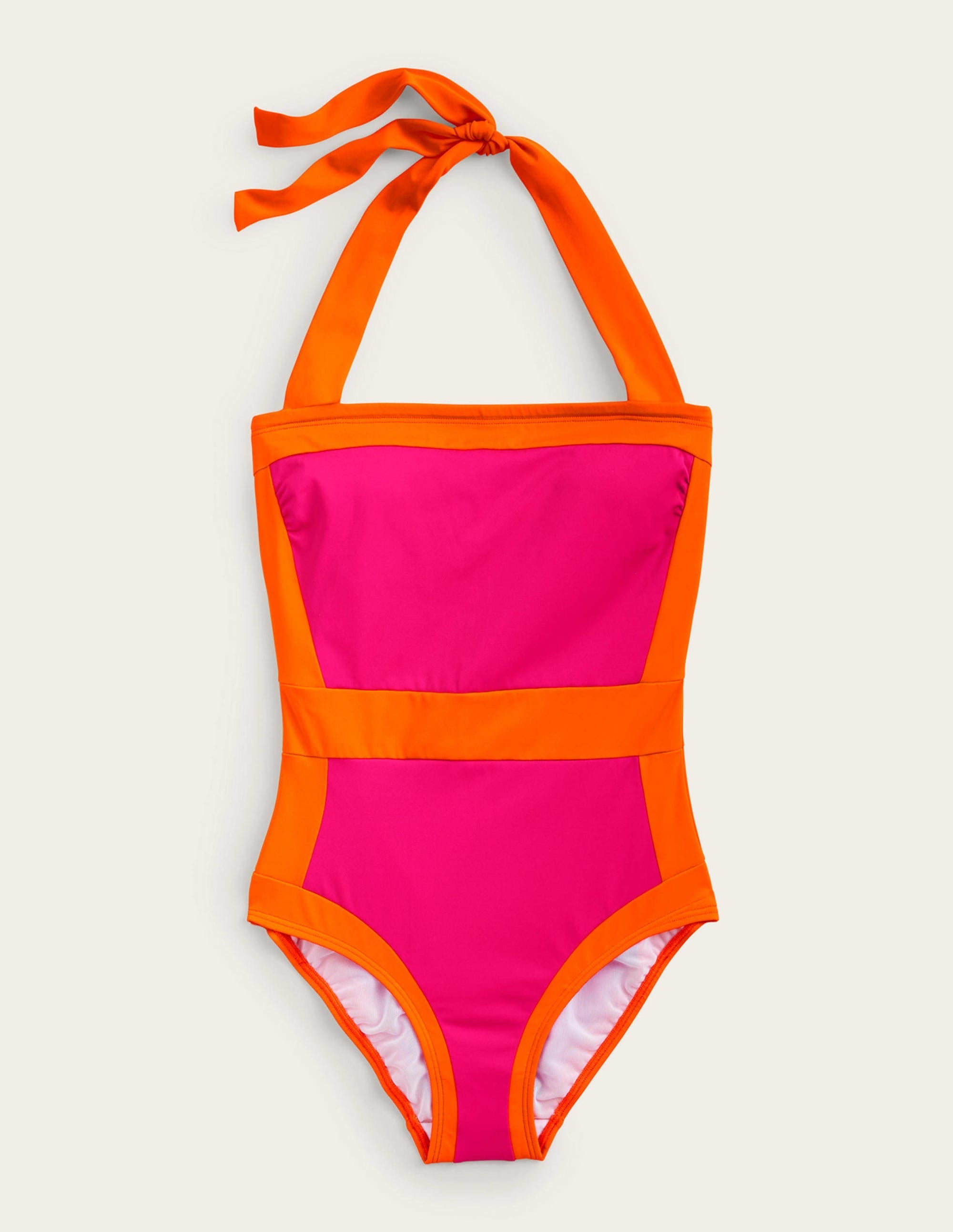 Santorini Halterneck Swimsuit-Cherry Pink Colourblock - Image 5