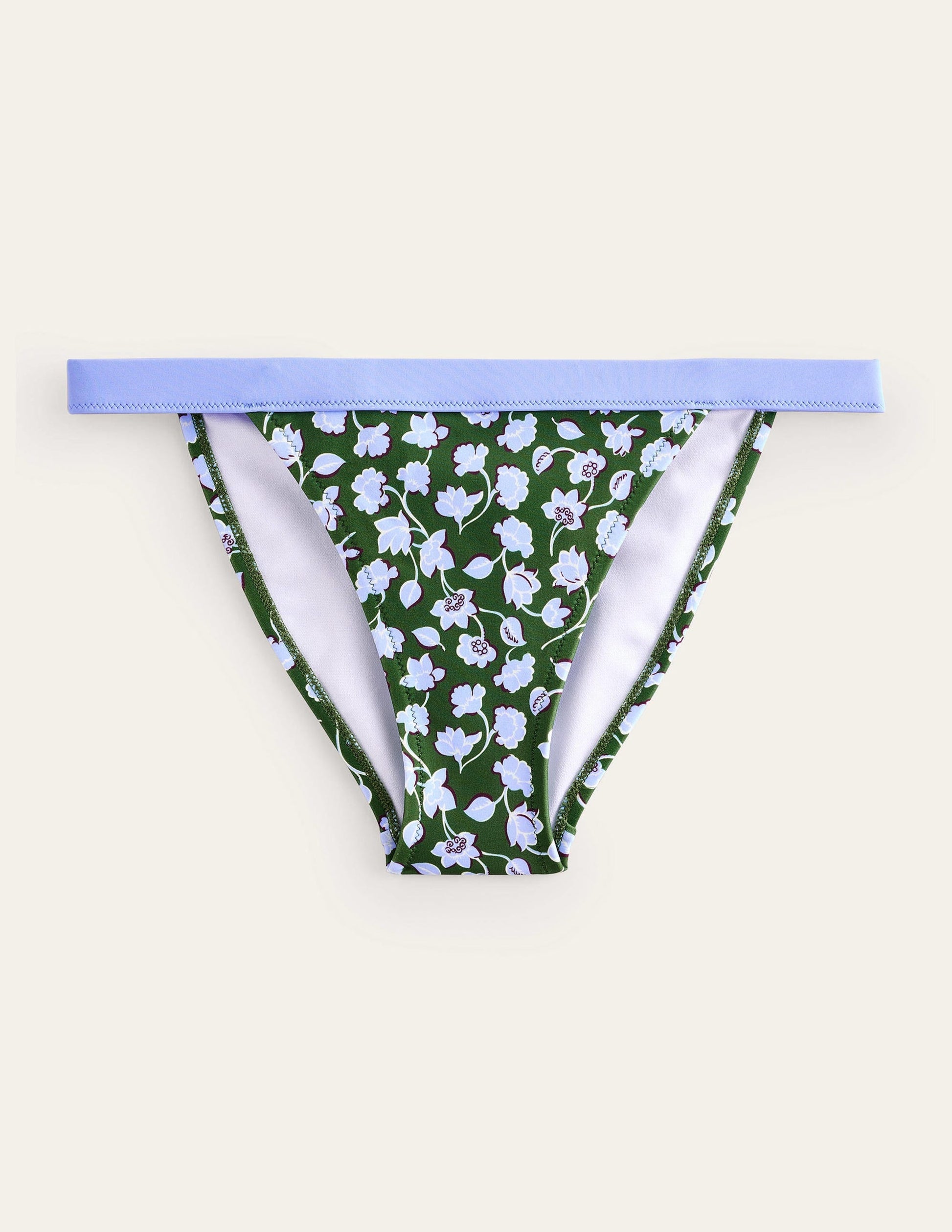 Tanga Bikini Bottoms-Winter Green, Blue Floral-5