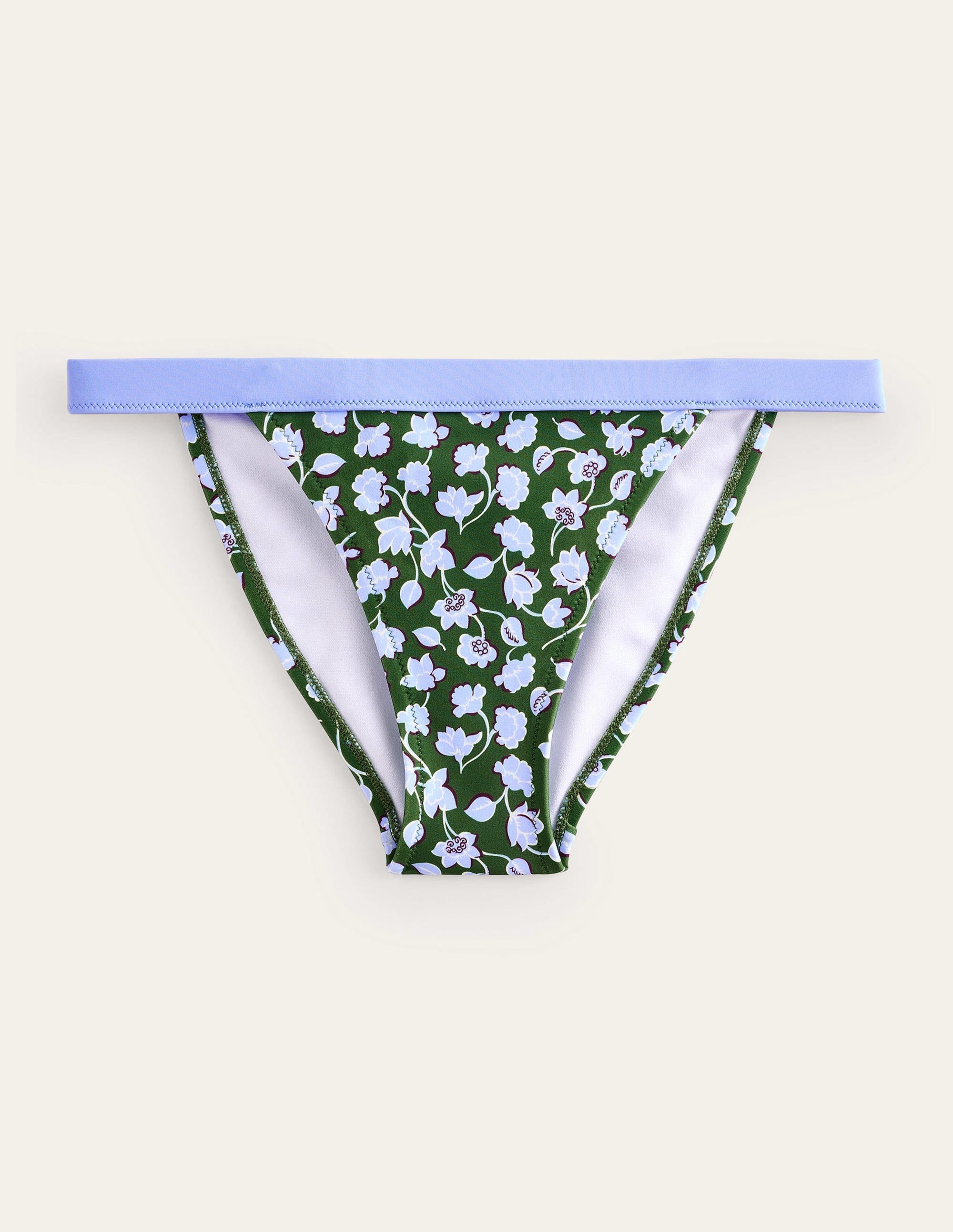 Tanga Bikini Bottoms-Winter Green, Blue Floral - Image 5