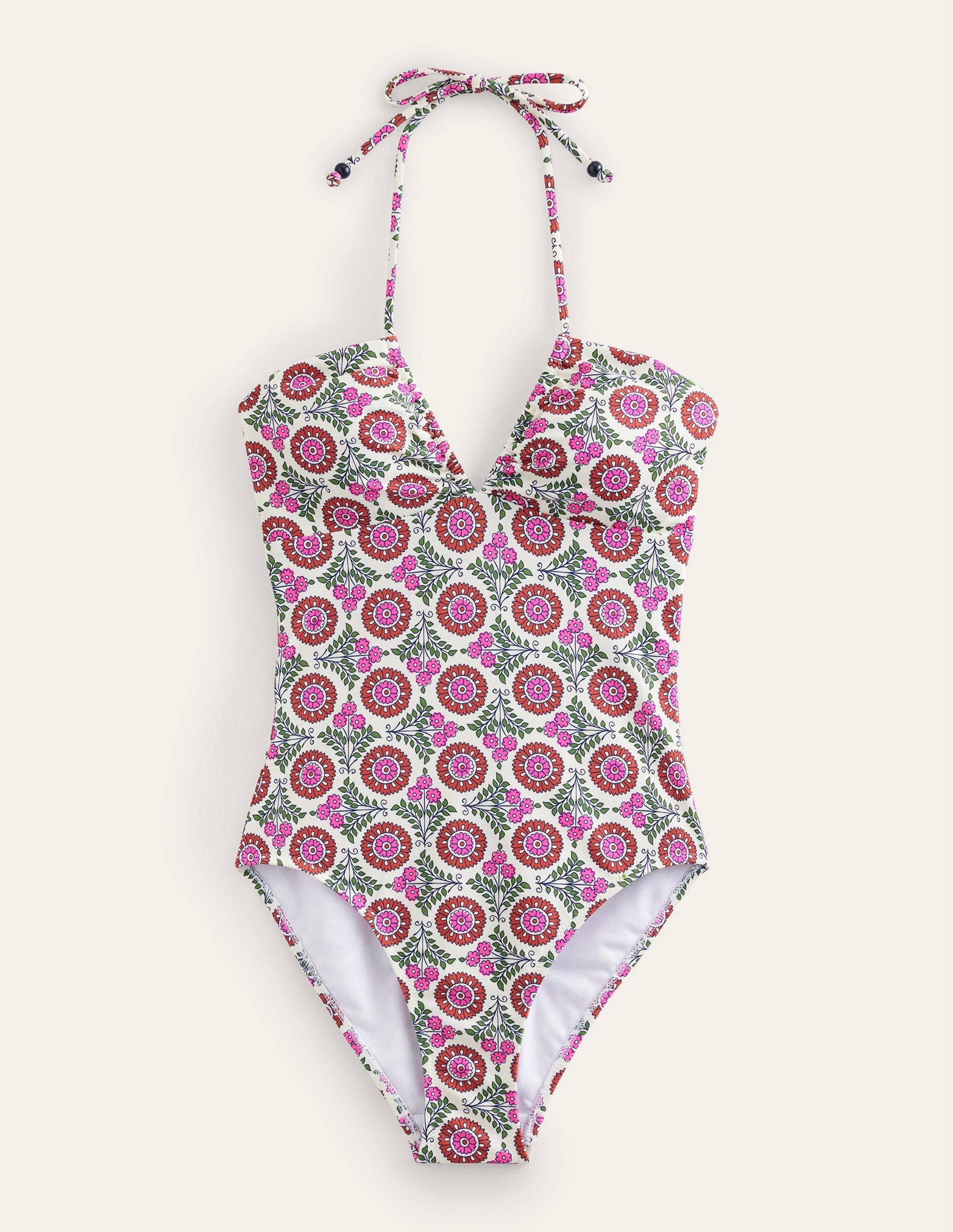 Halterneck Bandeau Swimsuit-Gin Fizz, Sunflower Sprig - Image 5