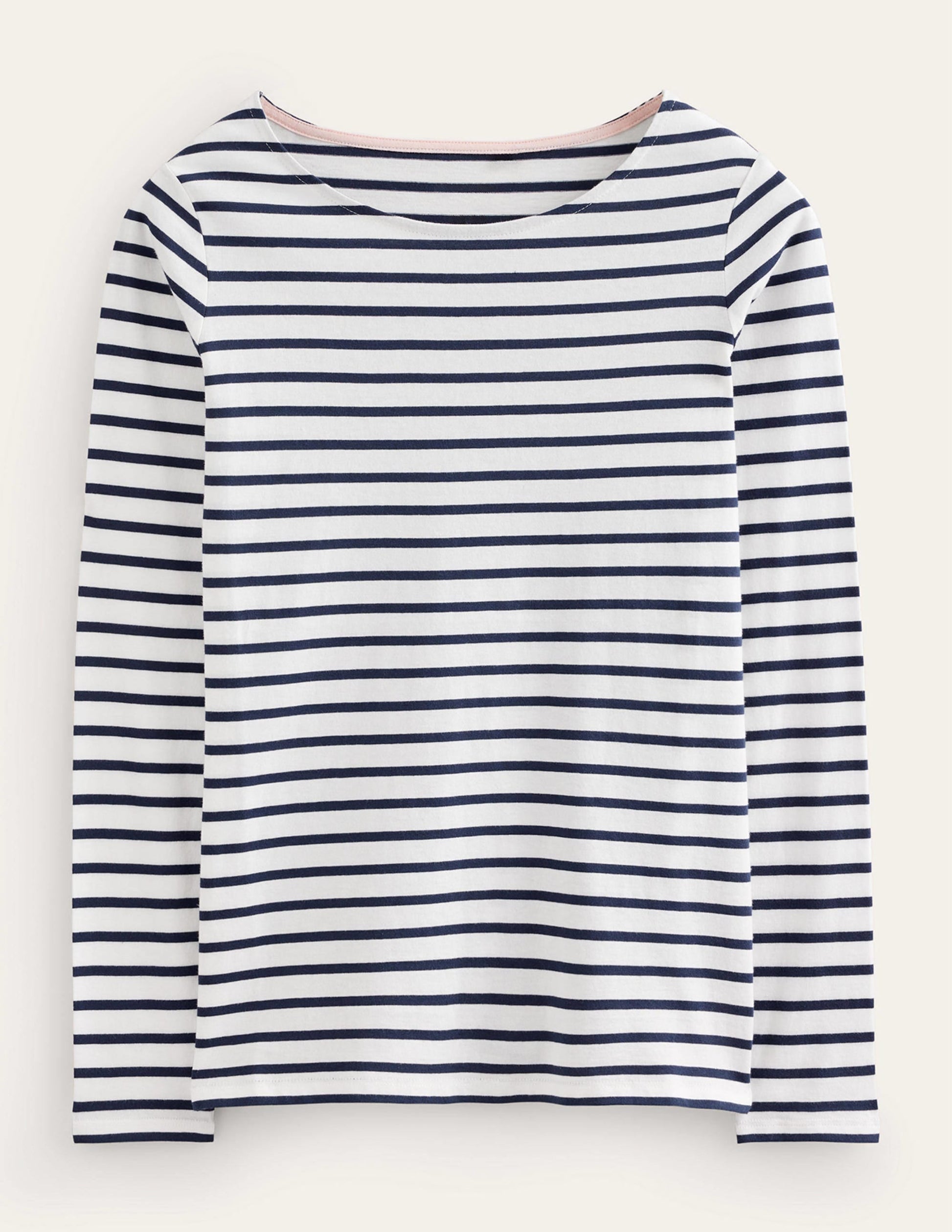 Ella Long Sleeve Breton-Ivory, Navy-7