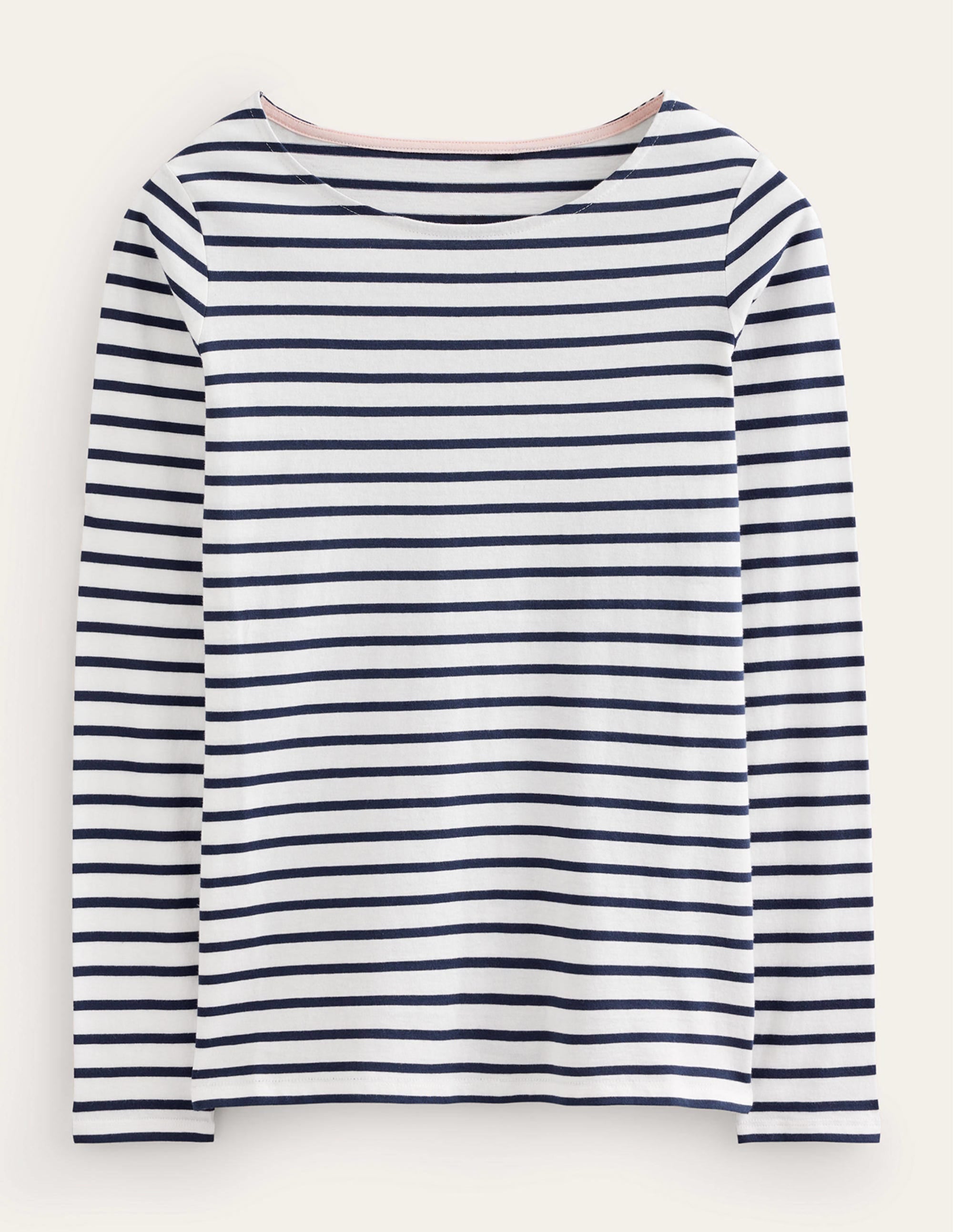 Ella Long Sleeve Breton-Ivory, Navy - Image 7