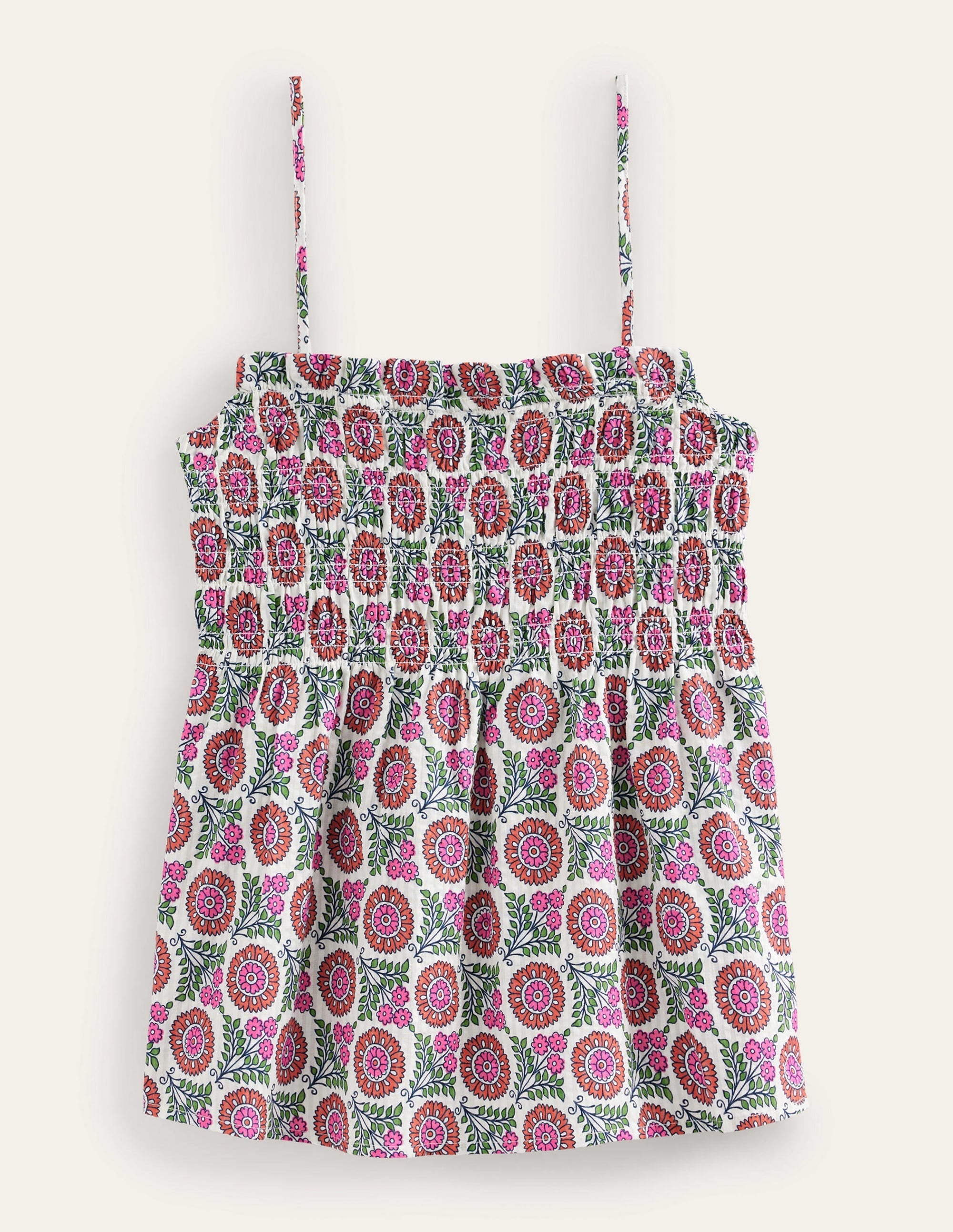 Smocked Cami Top-Gin Fizz, Sunflower Sprig - Image 5