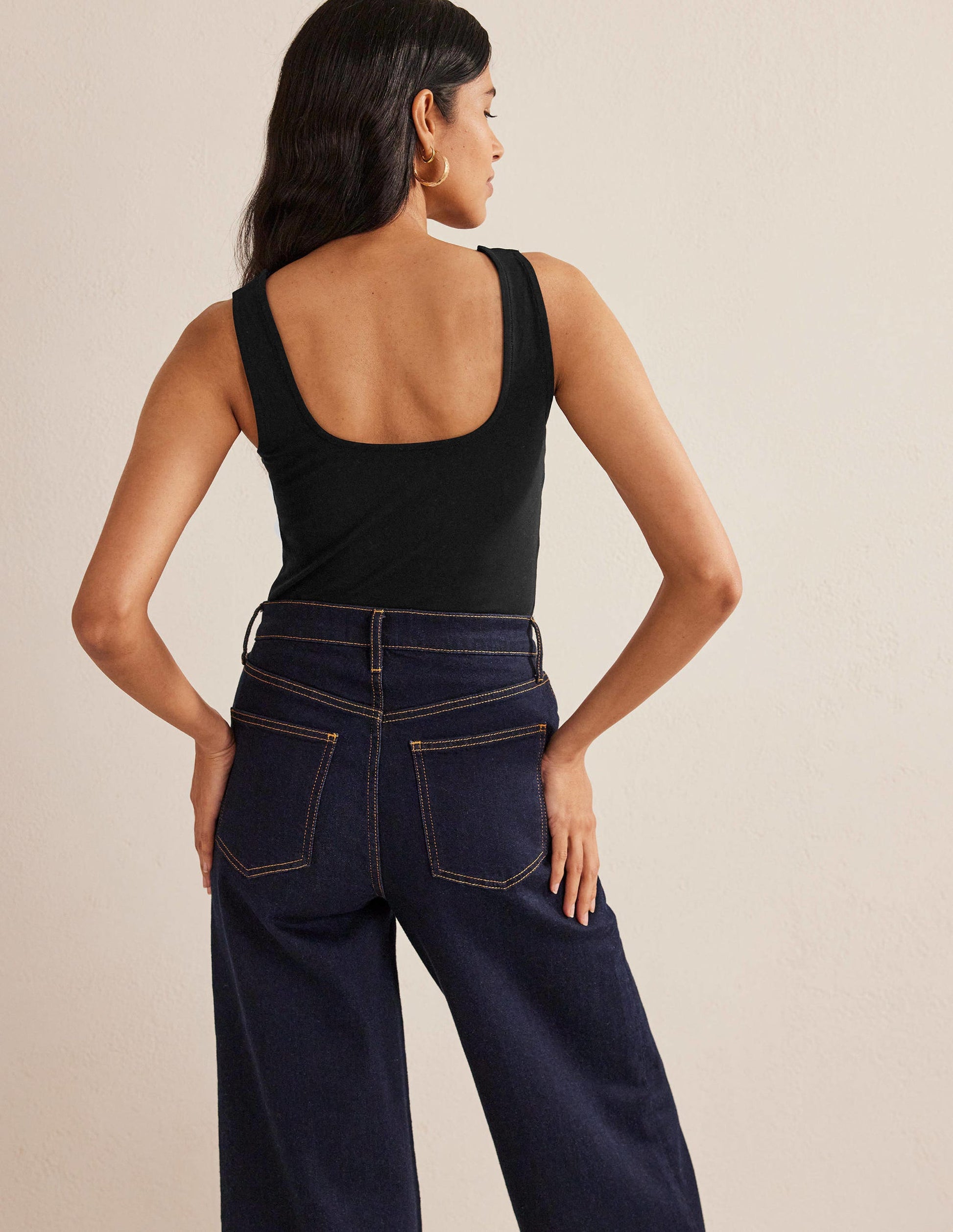 Double Layer Square Neck Vest-Black-3