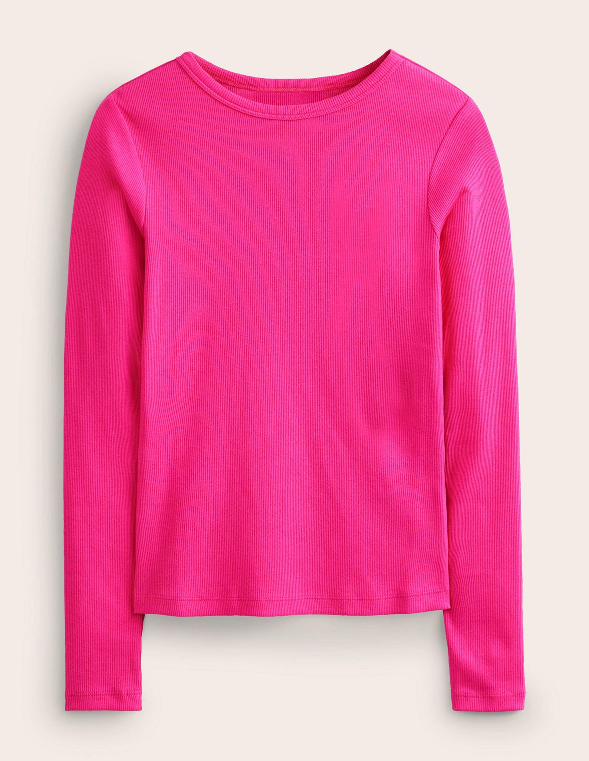 Cotton Ribbed Long Sleeve Top-Cabaret Pink-5