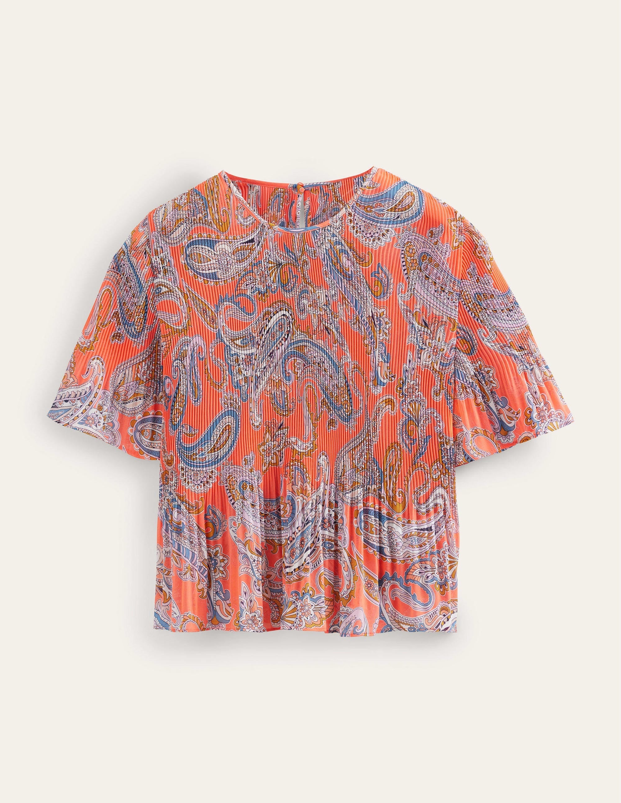 Flutter-Sleeve Plisse Top-Orange Jelly, Paradise Pop - Image 6