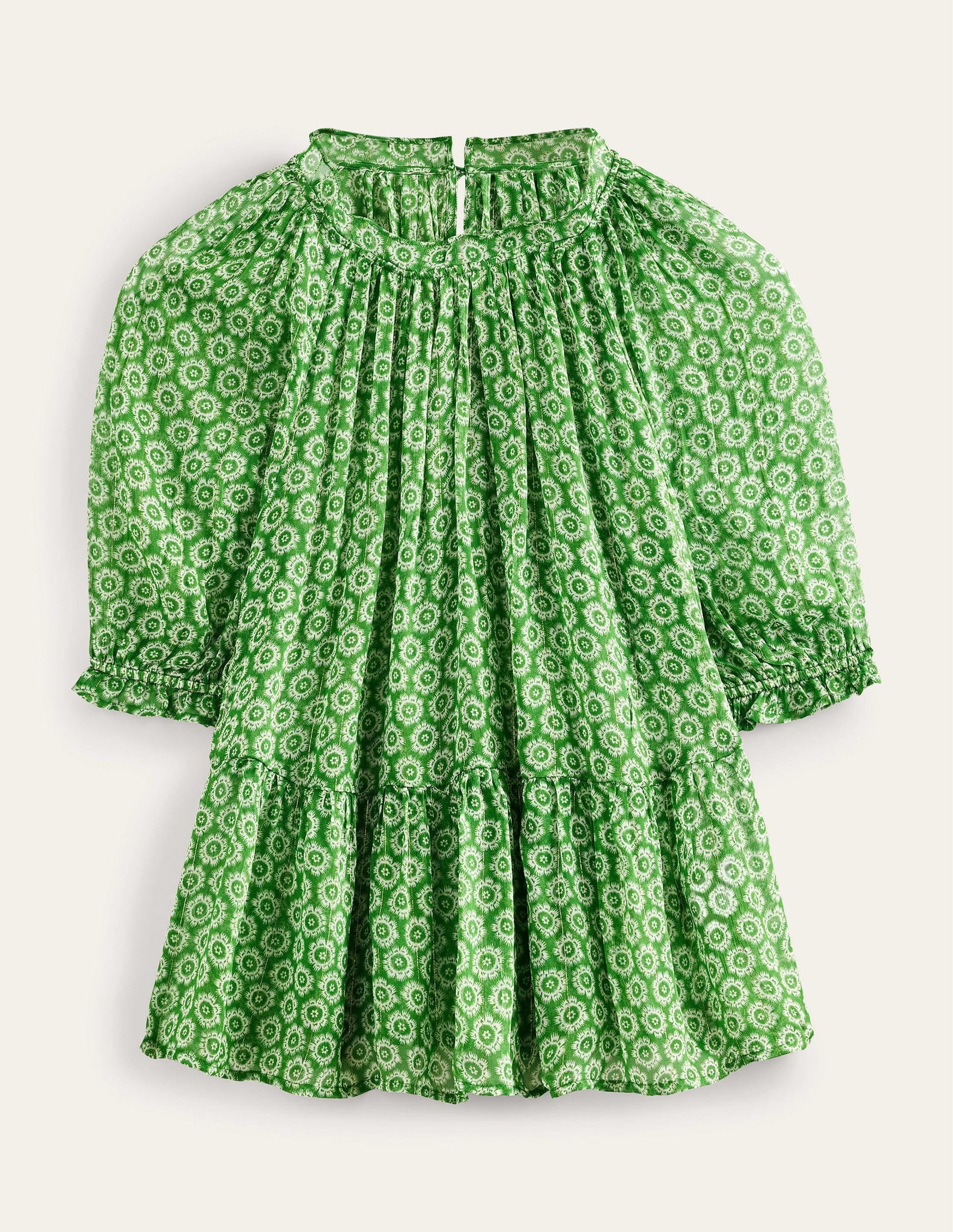 Gathered Sparkle Georgette Top-Lime, Sunrise Pop-5