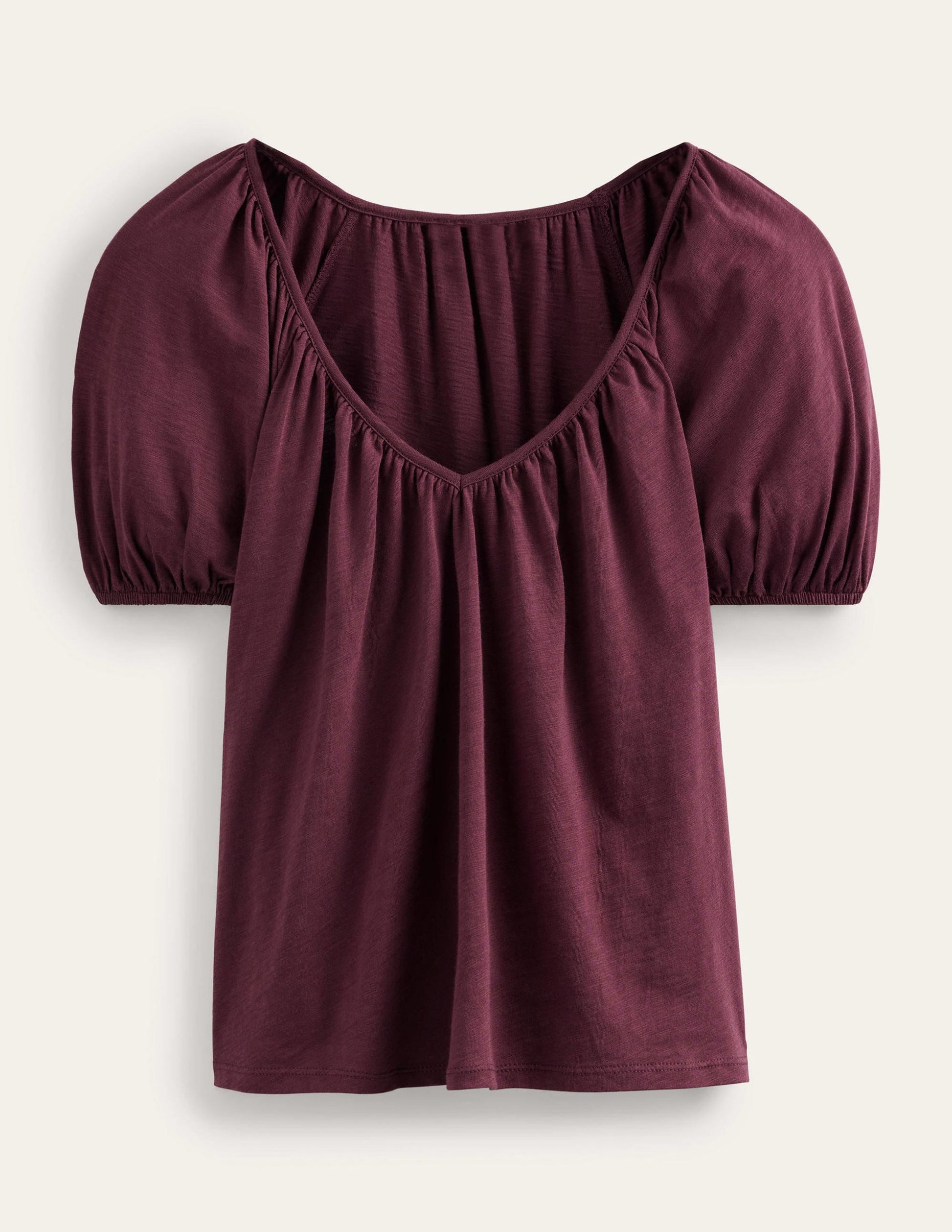 V-Neck Jersey Swing Top-Dark Burgundy-5