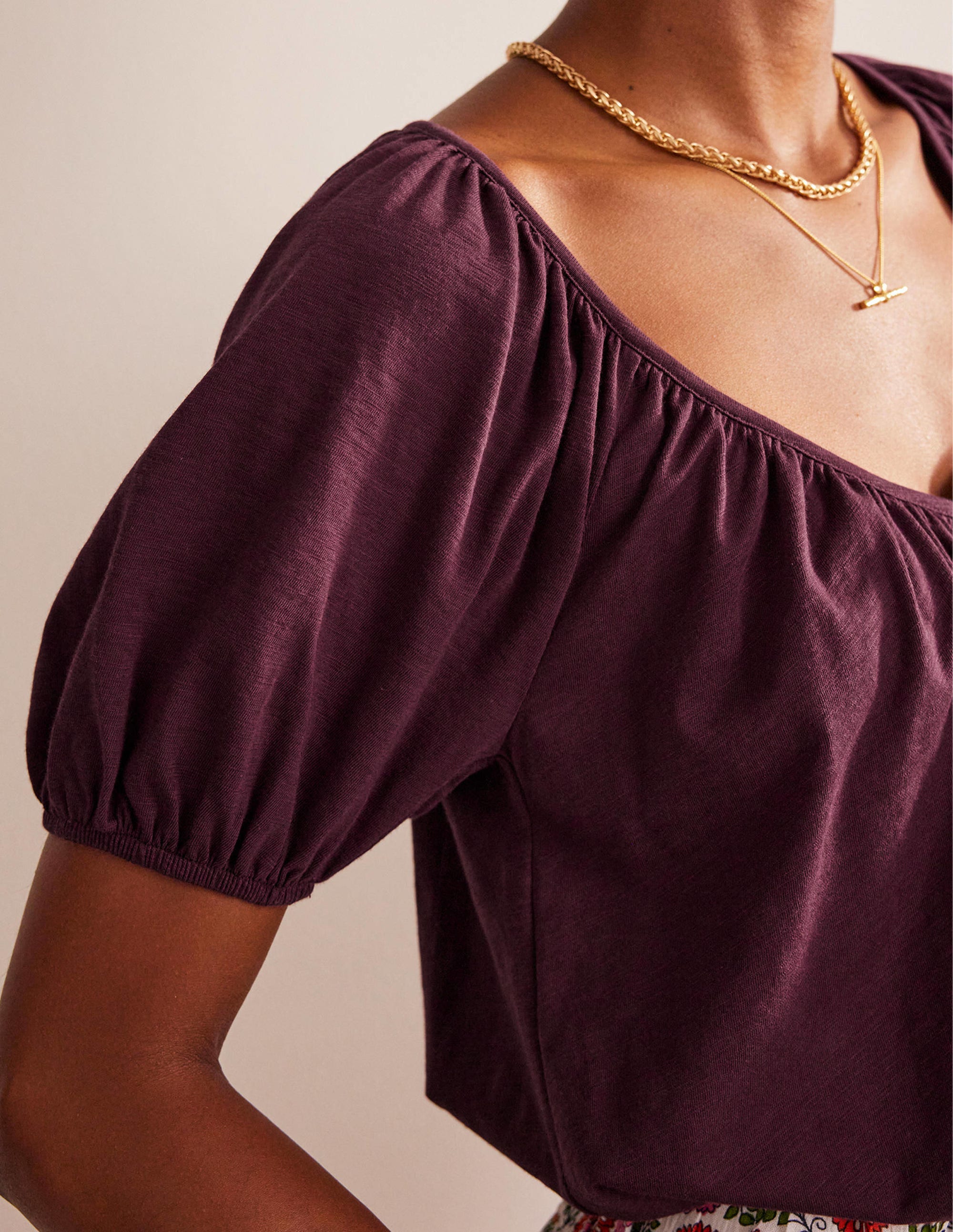 V-Neck Jersey Swing Top-Dark Burgundy - Image 2