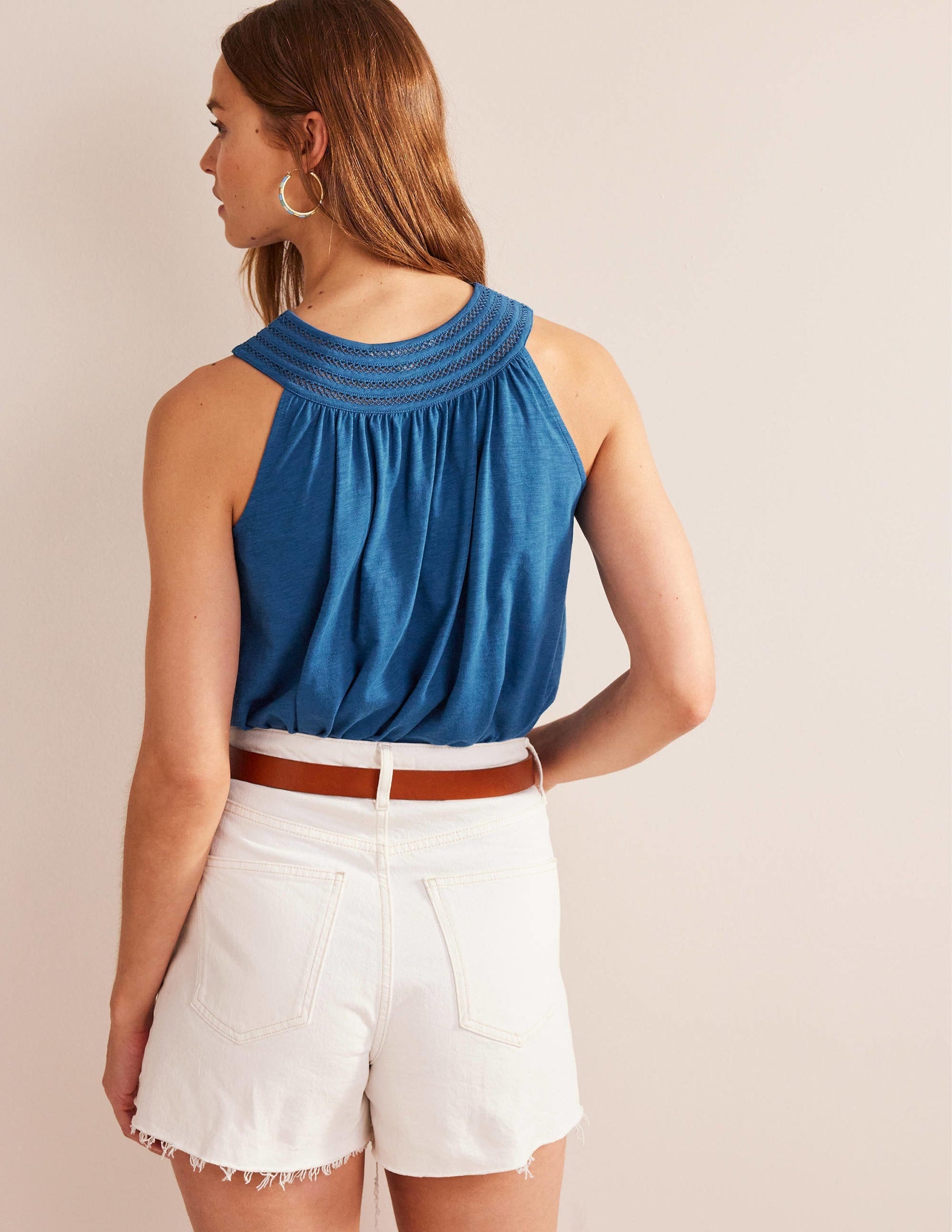 Trim Neck Jersey Swing Top-Sapphire-3