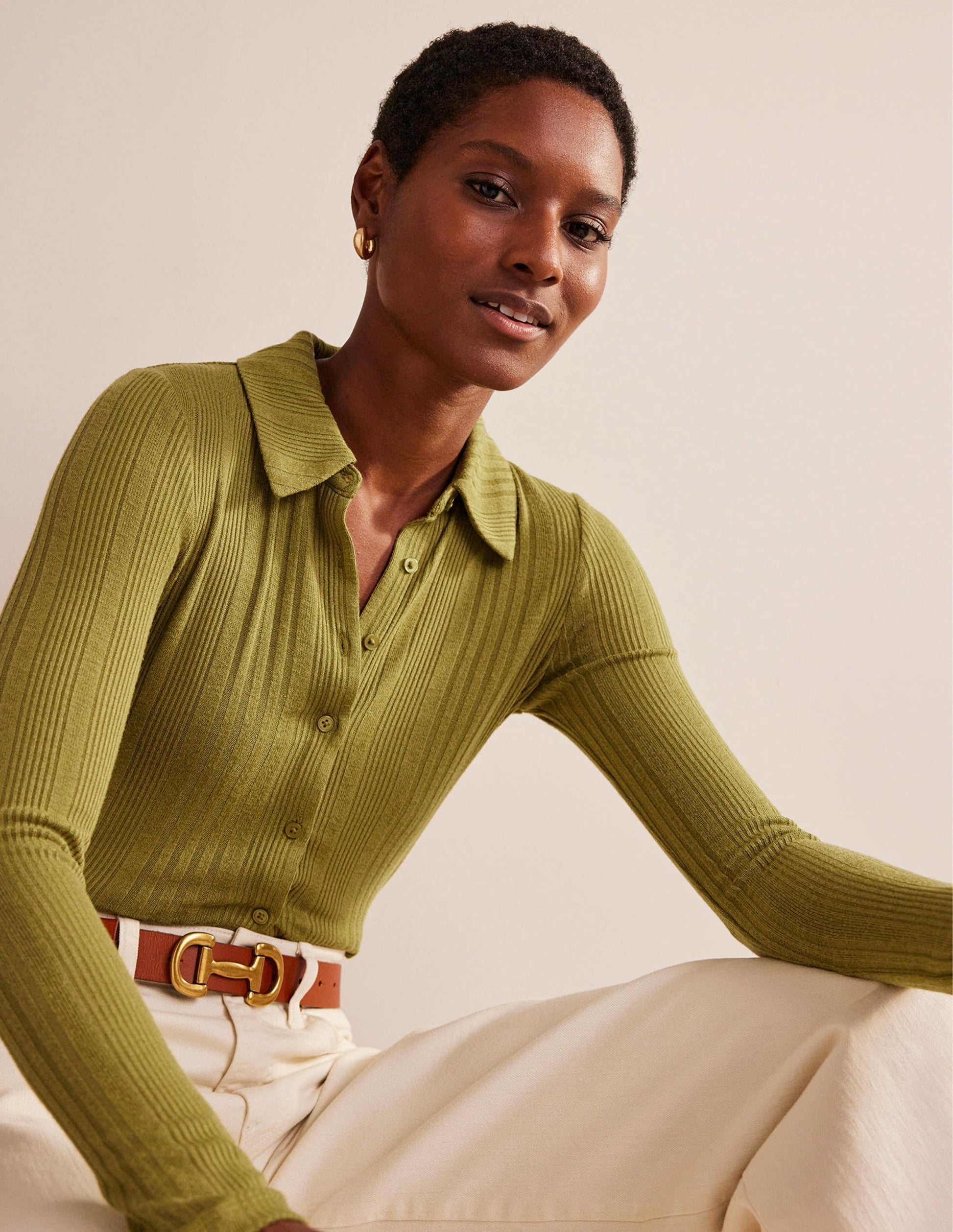Charlotte Jersey Shirt-Green Olive-1