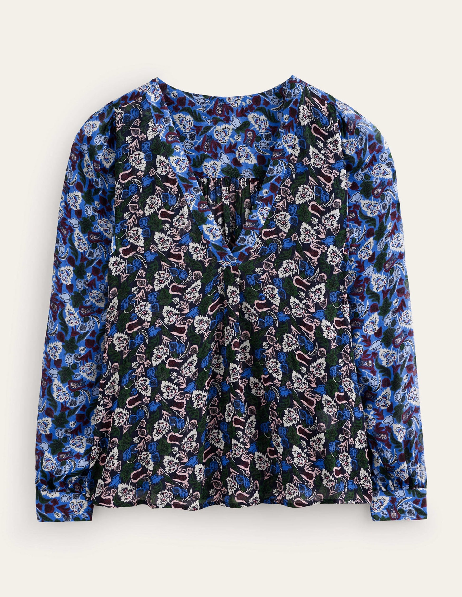 Printed V-Neck Blouse-Multi, Tulip Bloom-8