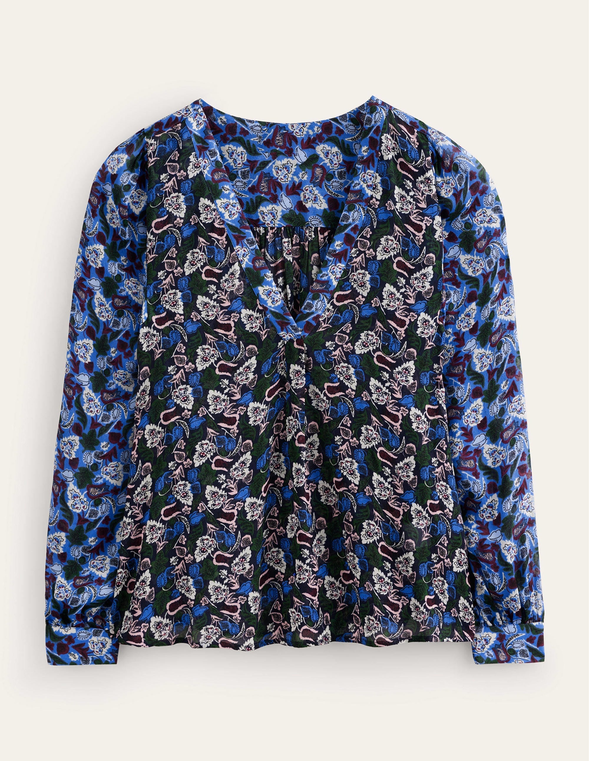Printed V-Neck Blouse-Multi, Tulip Bloom - Image 8