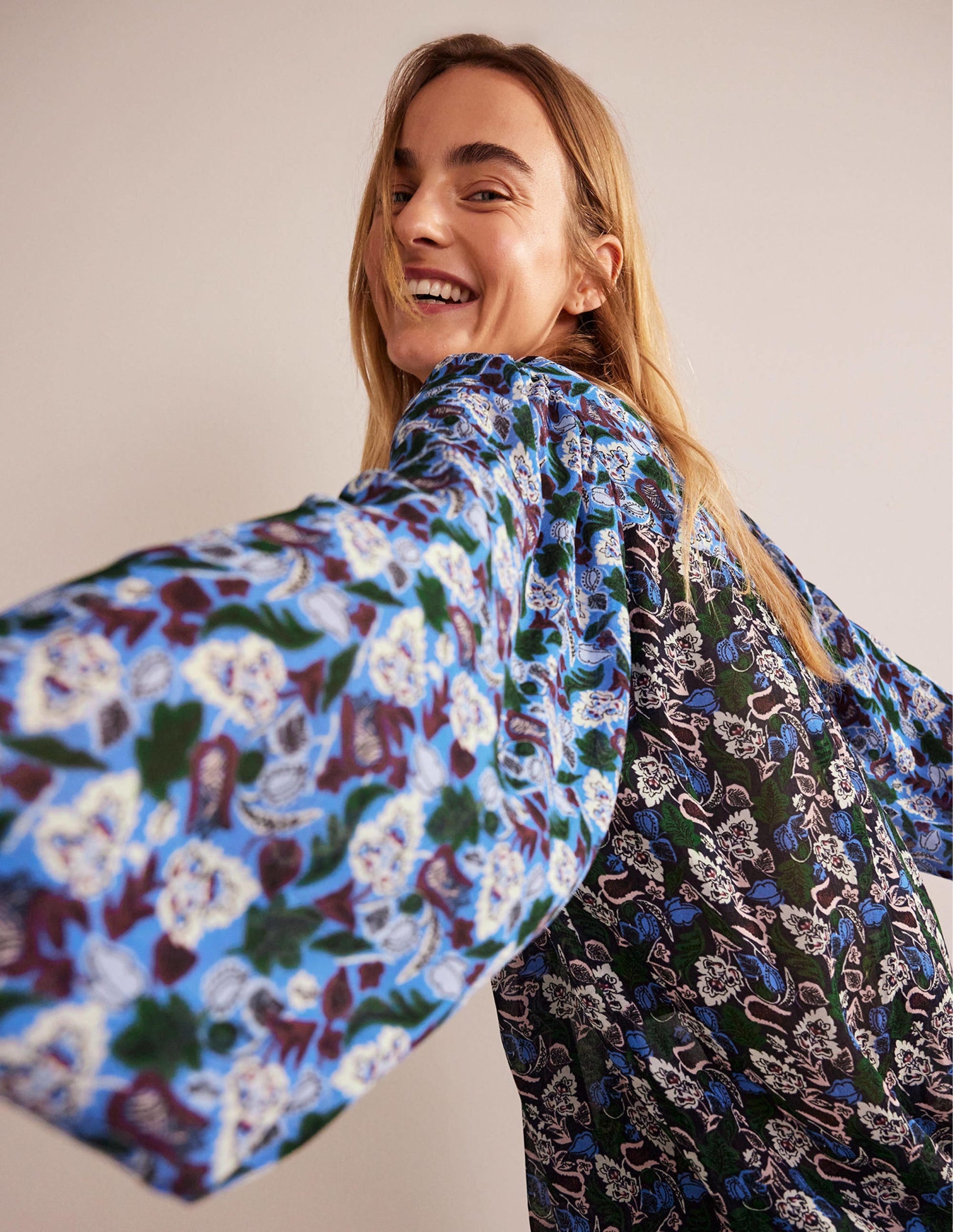 Printed V-Neck Blouse-Multi, Tulip Bloom-2