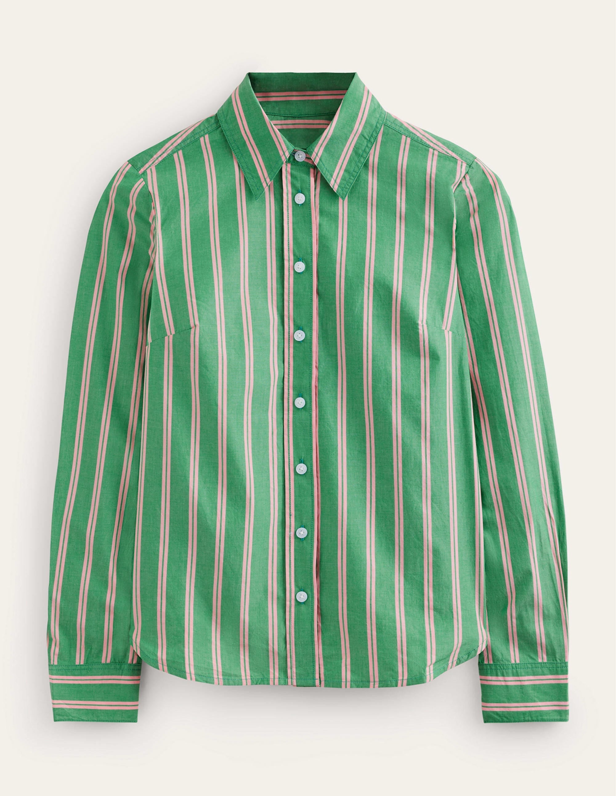 Sienna Cotton Shirt-Green and Pink Tram Stripe - Image 5