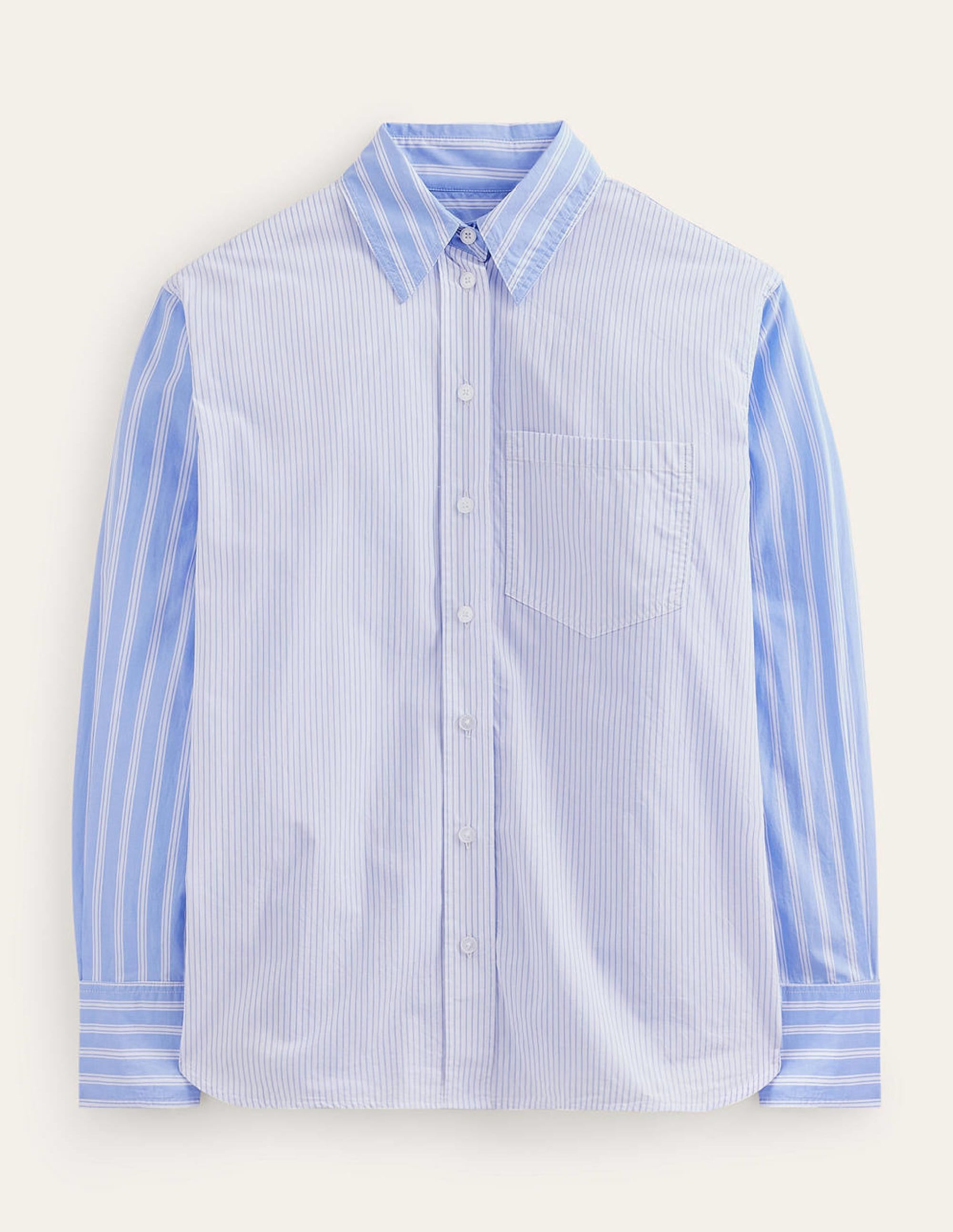 Connie Cotton Shirt-Ivory, Blue Hotch Stripe - Image 10
