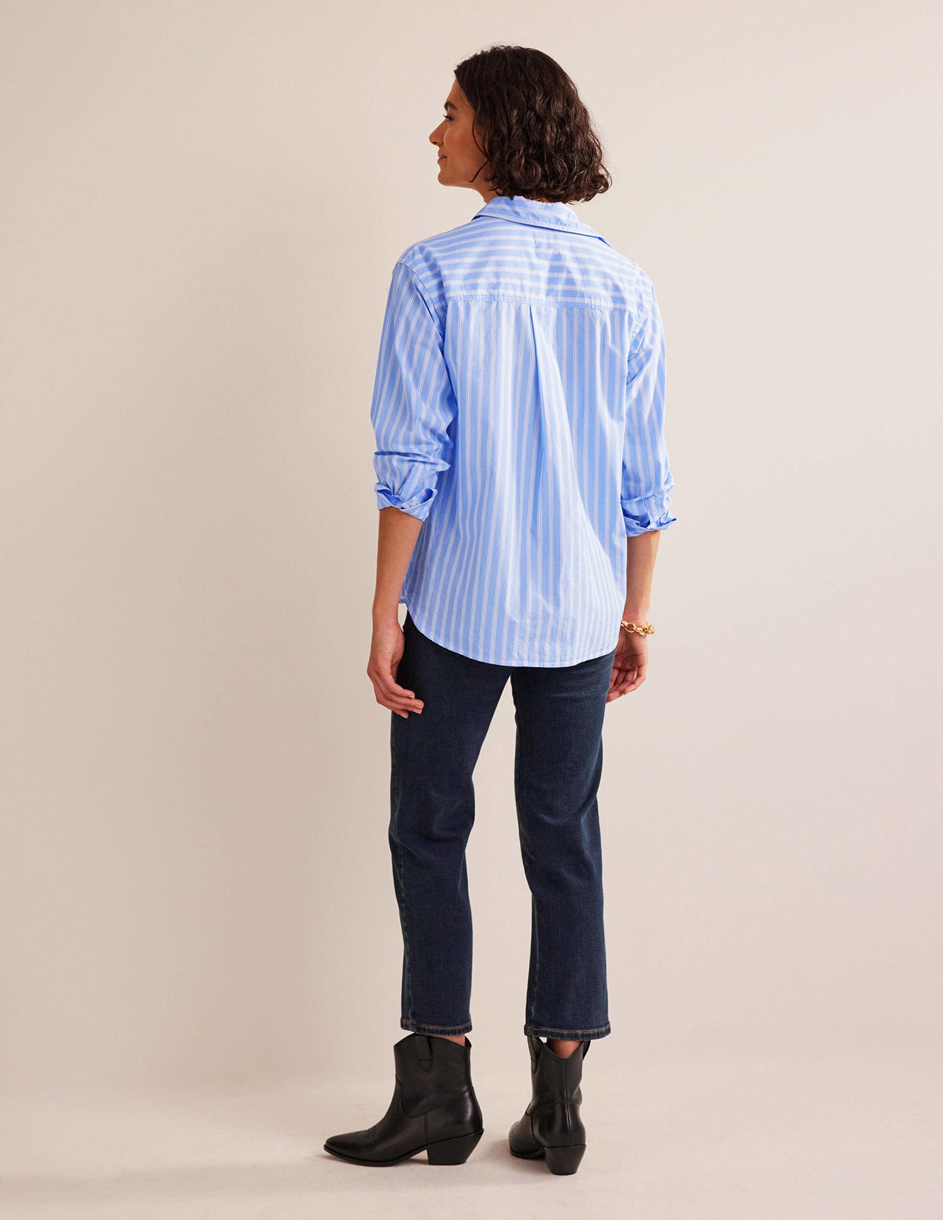Connie Cotton Shirt-Ivory, Blue Hotch Stripe-6