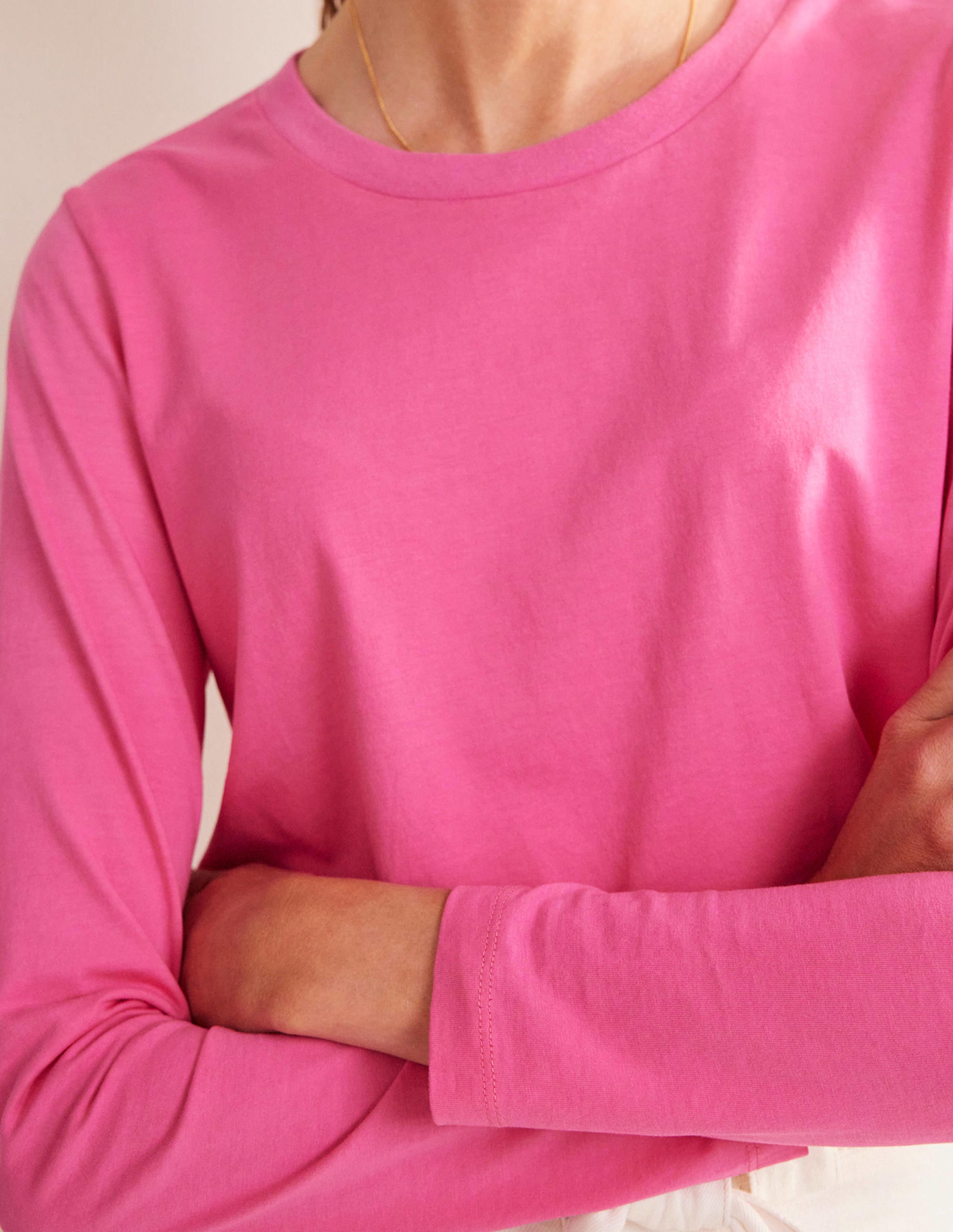 Pure Cotton Long Sleeve Top-Pink - Image 2