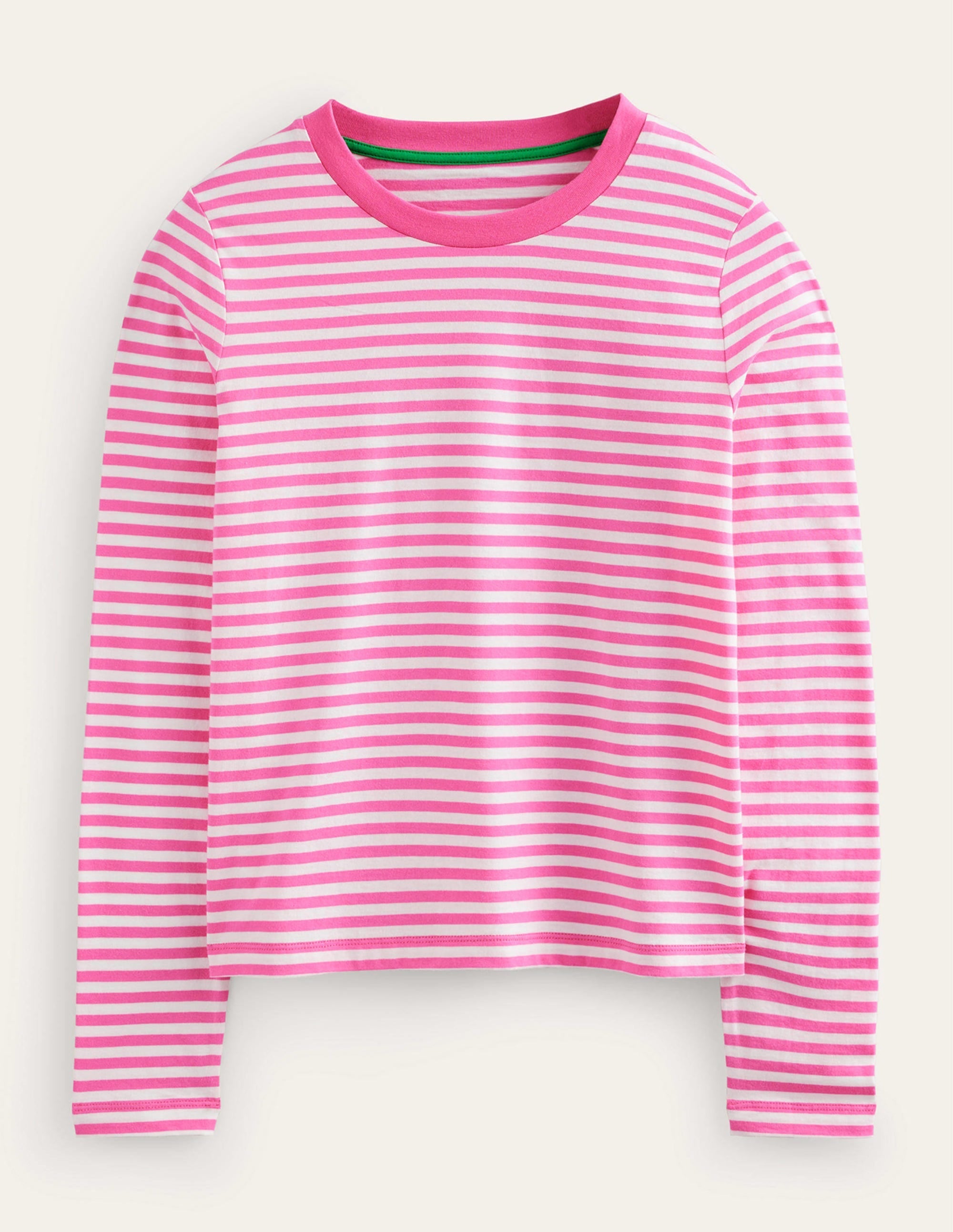 Pure Cotton Long Sleeve Top-Ivory, Pink - Image 5