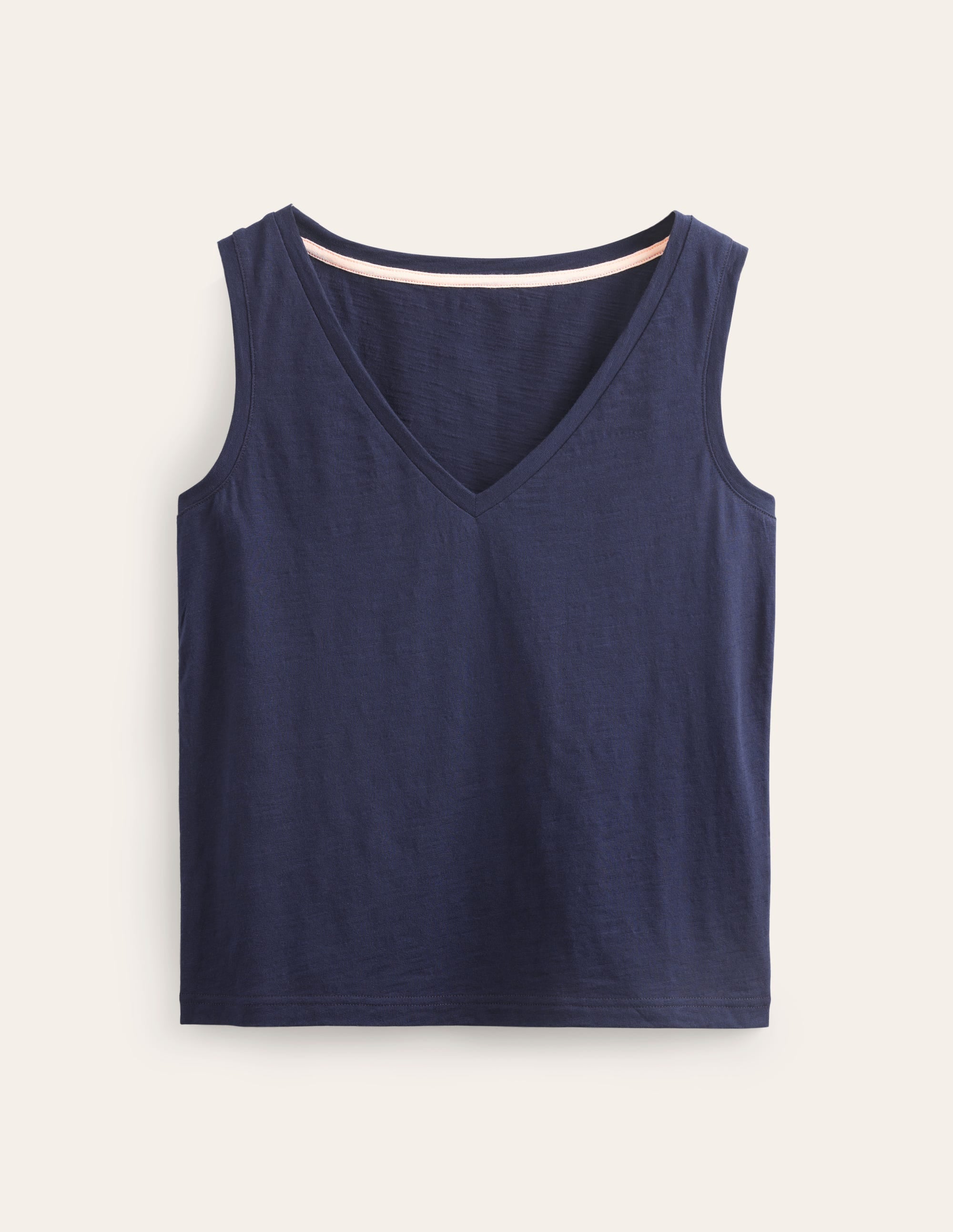Regular V-neck Slub Vest-Navy - Image 5