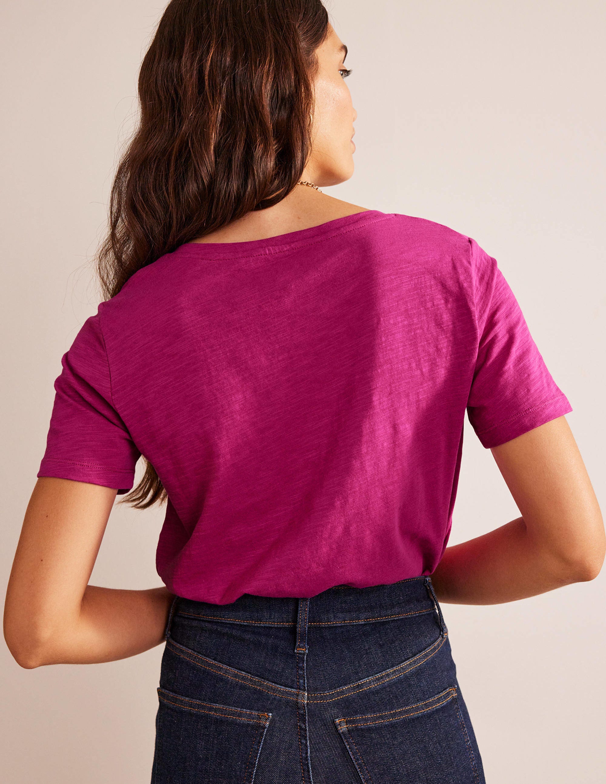 Regular V-Neck Slub T-shirt-Festival Fuchsia - Image 3
