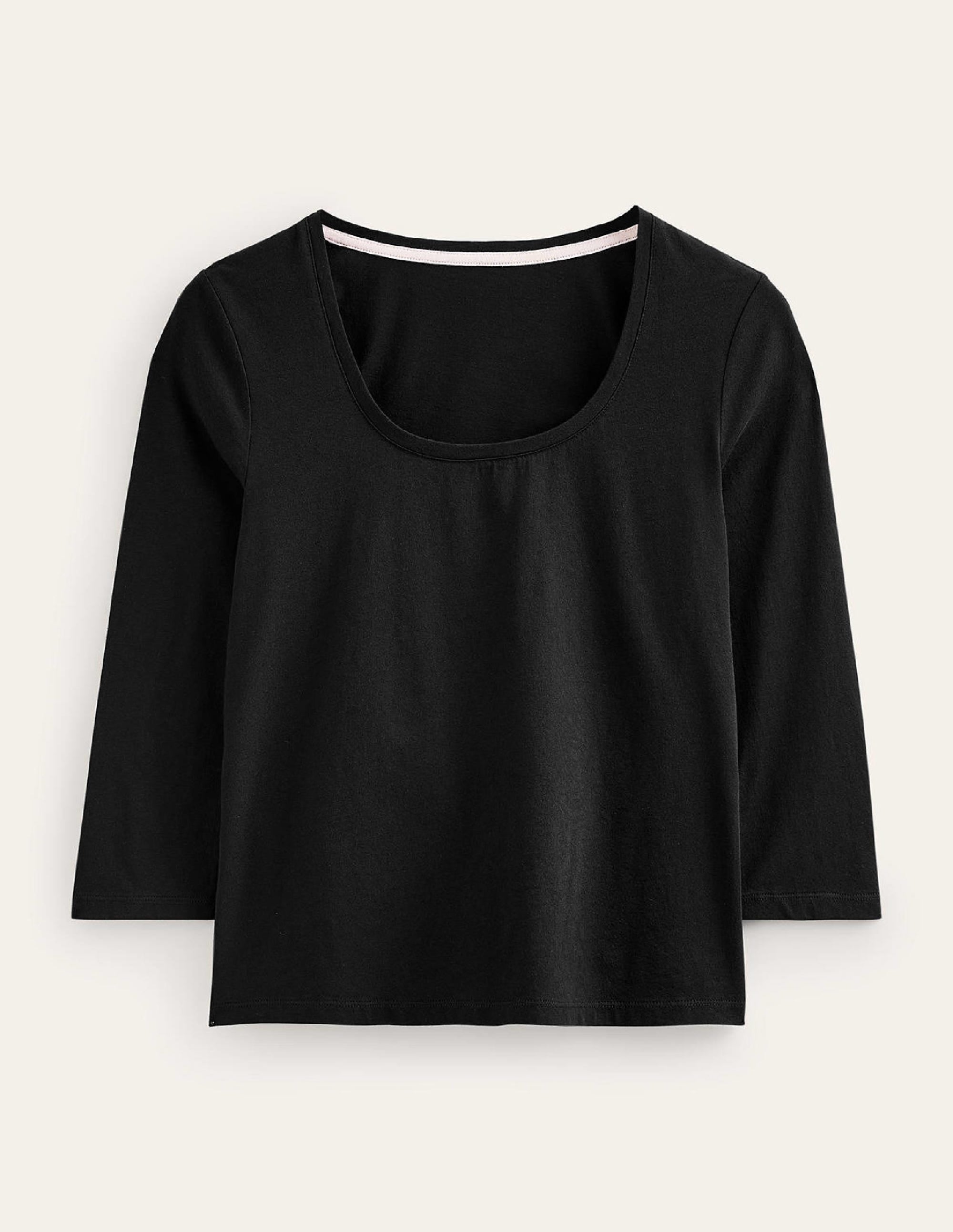 3/4 Sleeve Scoop Neck Top-Black - Image 5