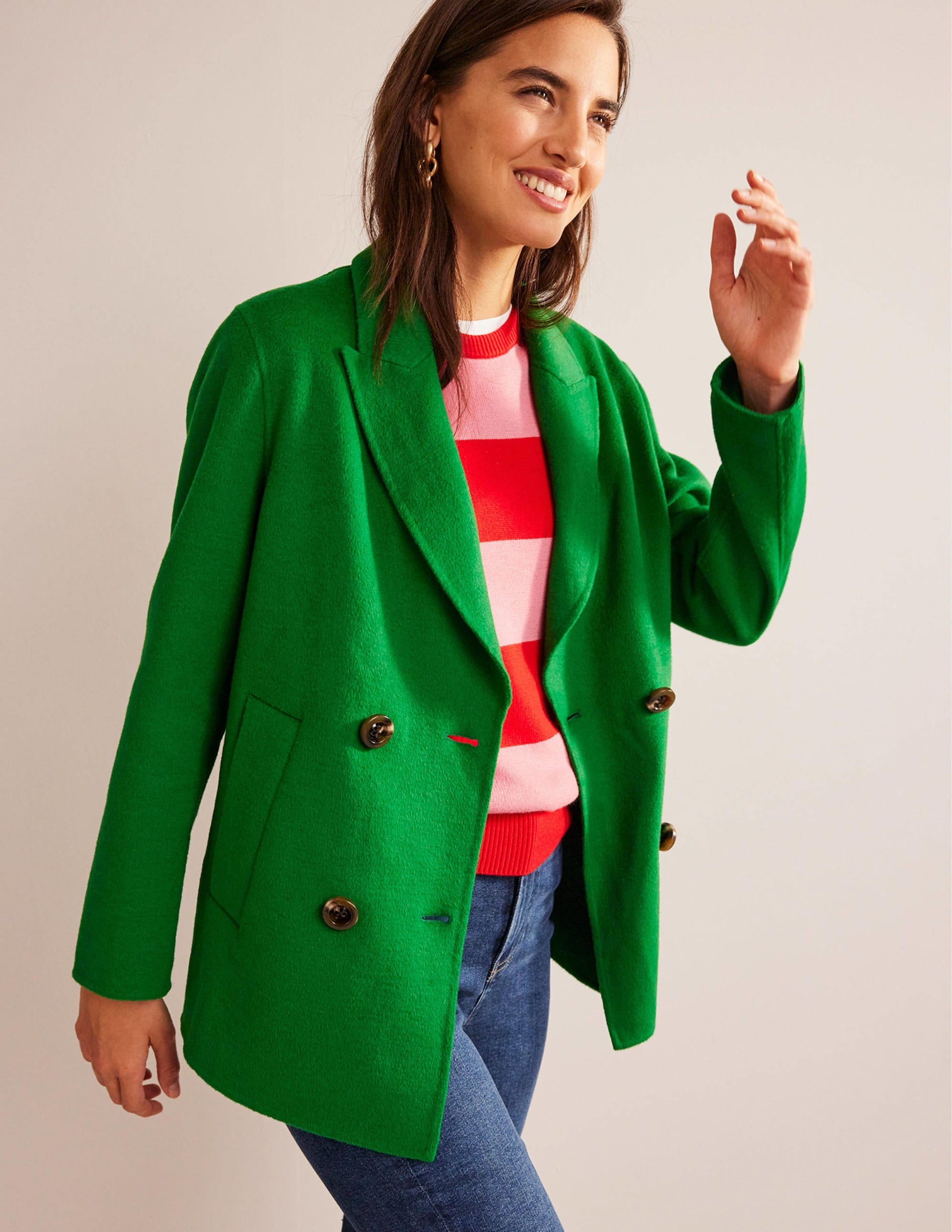 Wool-Blend Pea Coat-Highland Green-1