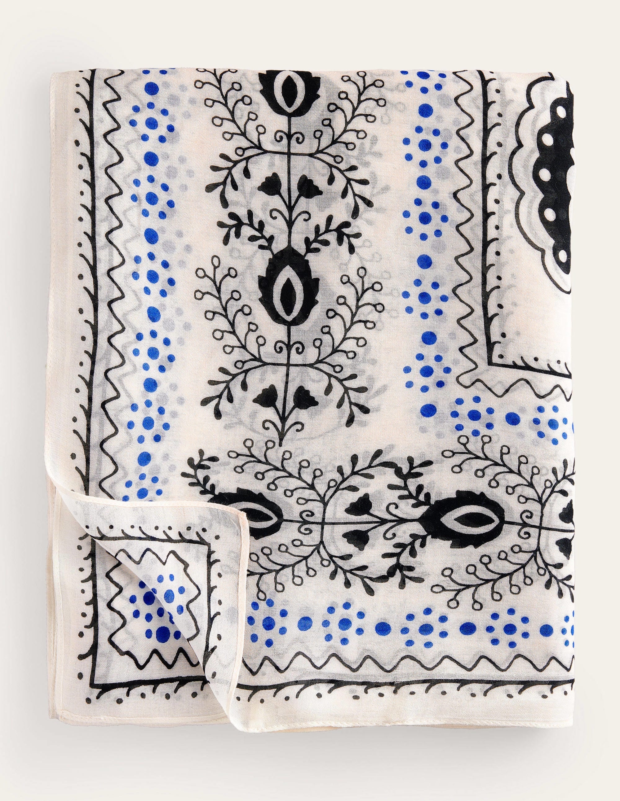 Printed Sarong Scarf-Ivory, Milos Bloom - Image 2