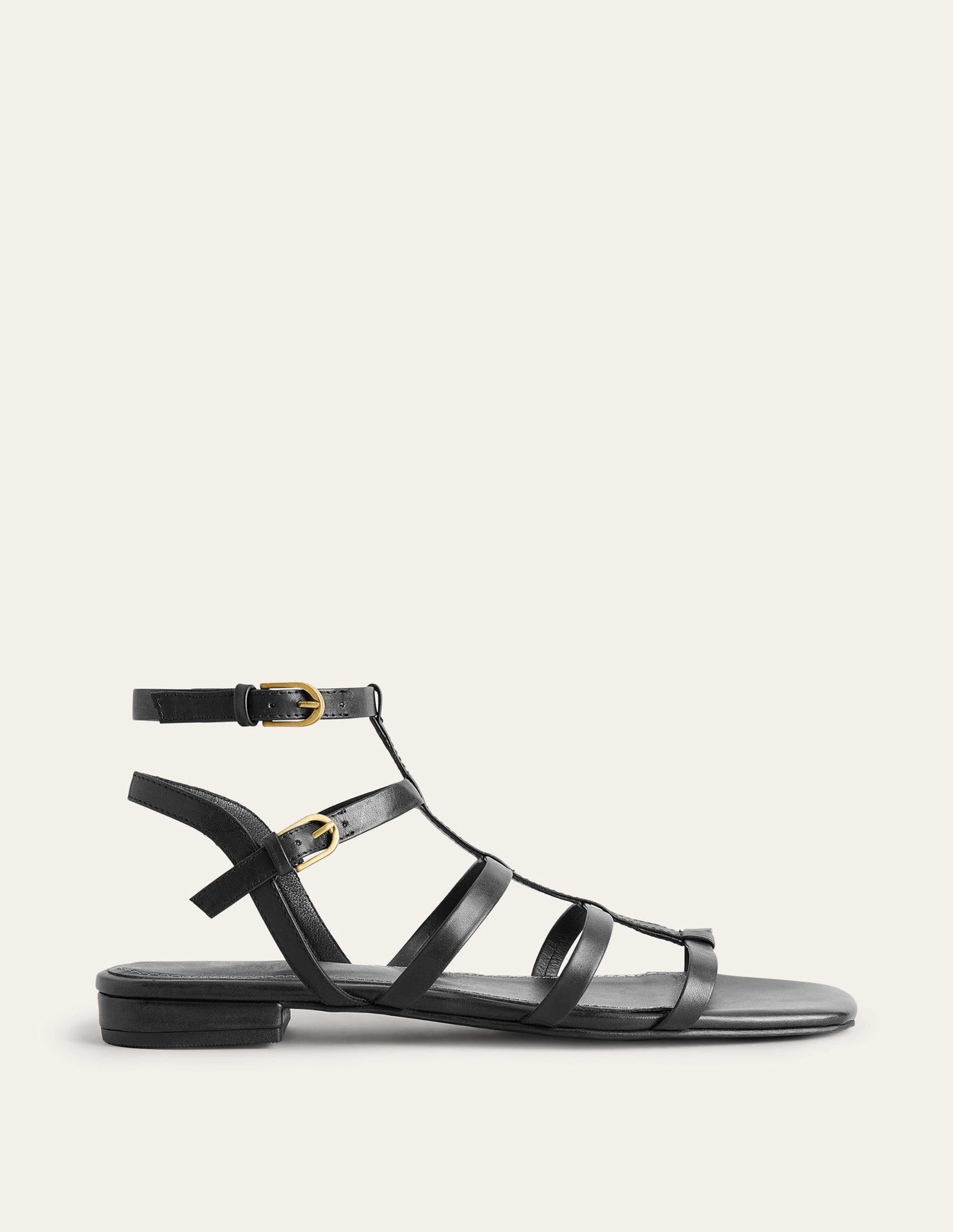 Leather Gladiator Sandals-Black-2