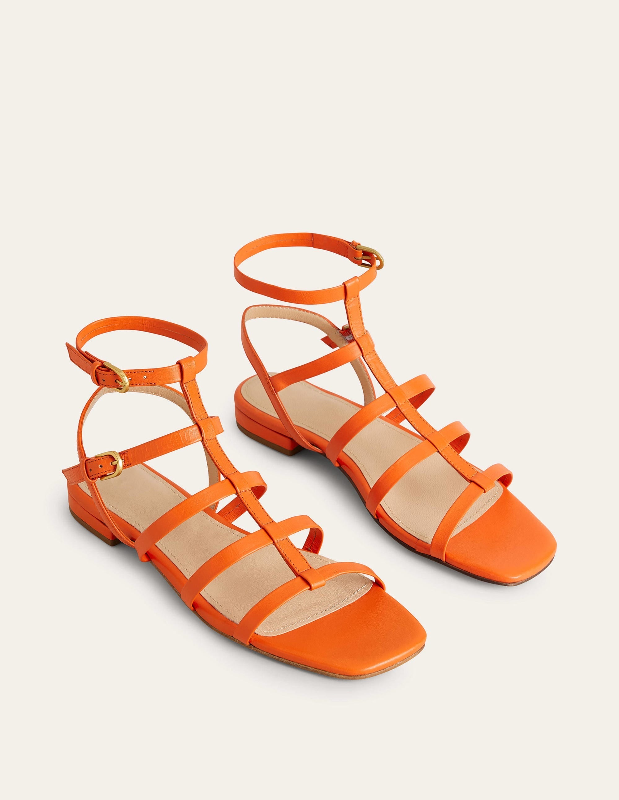 Leather Gladiator Sandals-Blood Orange - Image 3