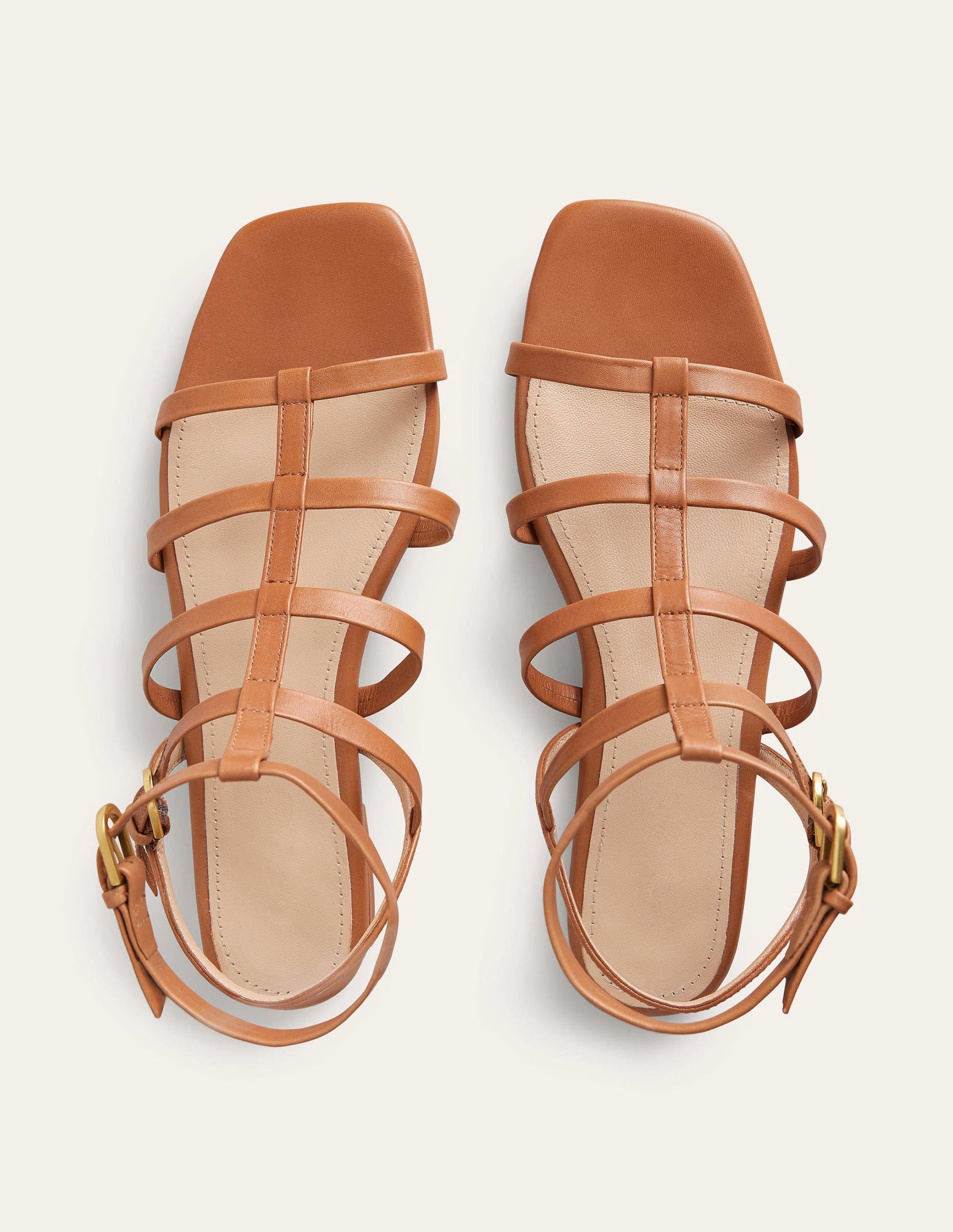 Leather Gladiator Sandals-Tan-5