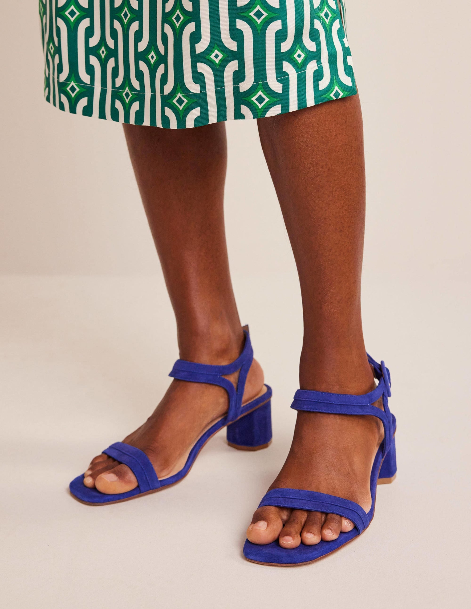 Block-Heel Sandals-Lapis Blue - Image 1