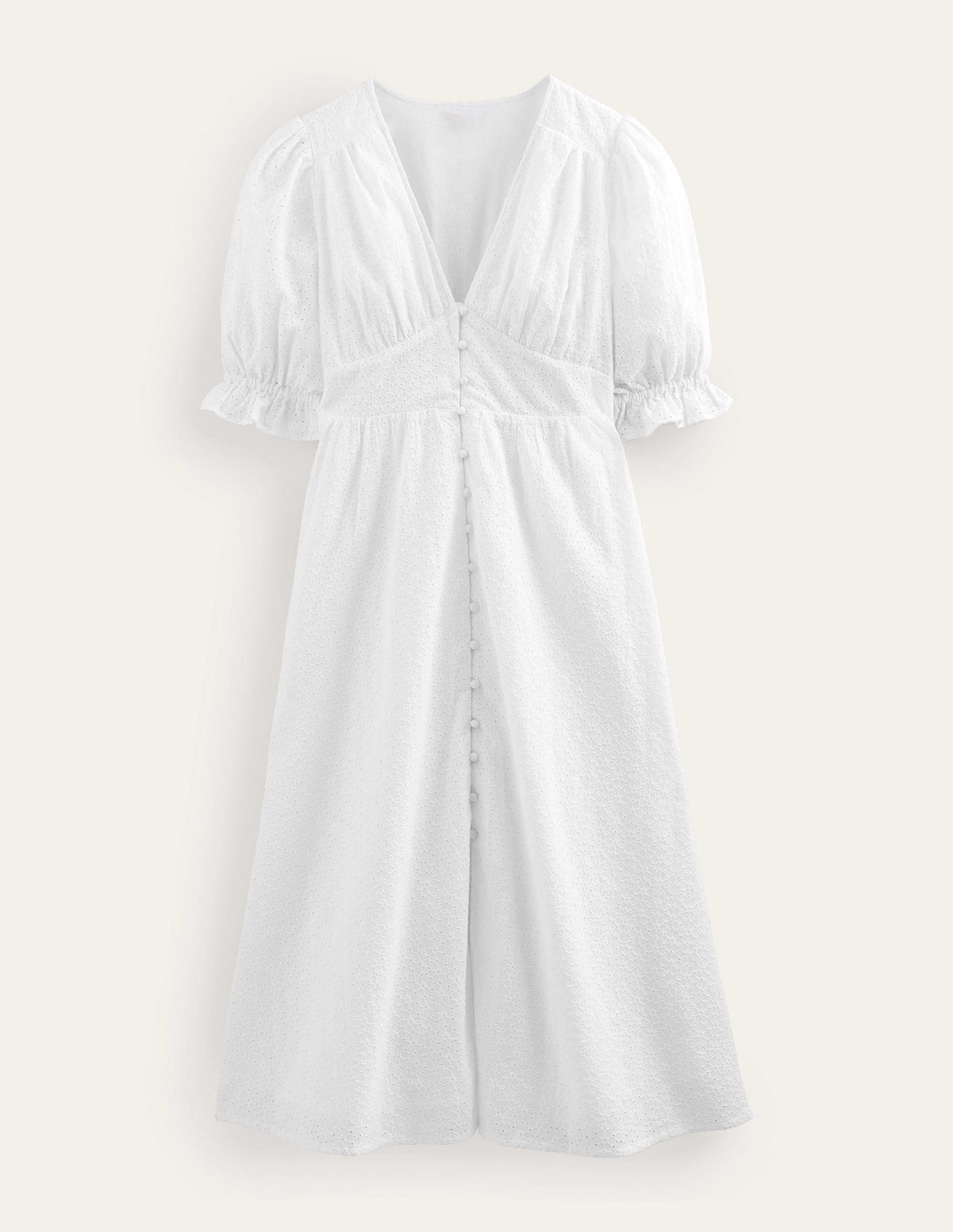 Broderie Midi Tea Dress-White - Image 7