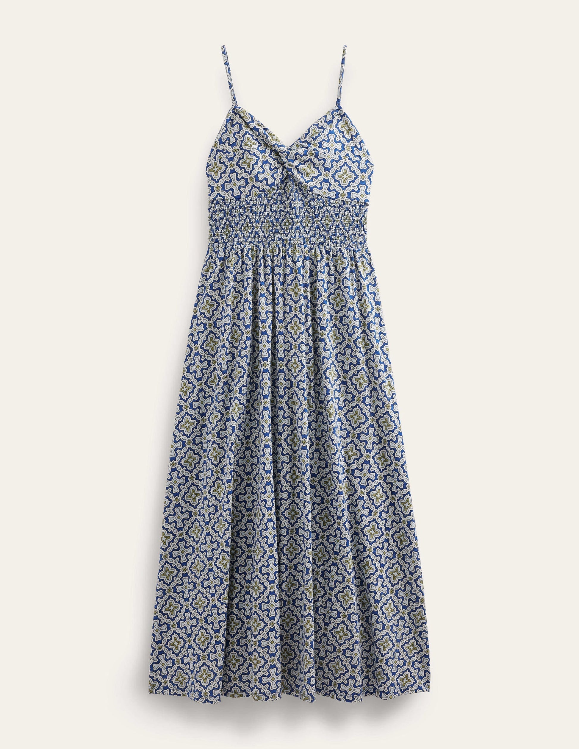 Twist Front Jersey Midi Dress-Blue Heron, Flora Tile-5