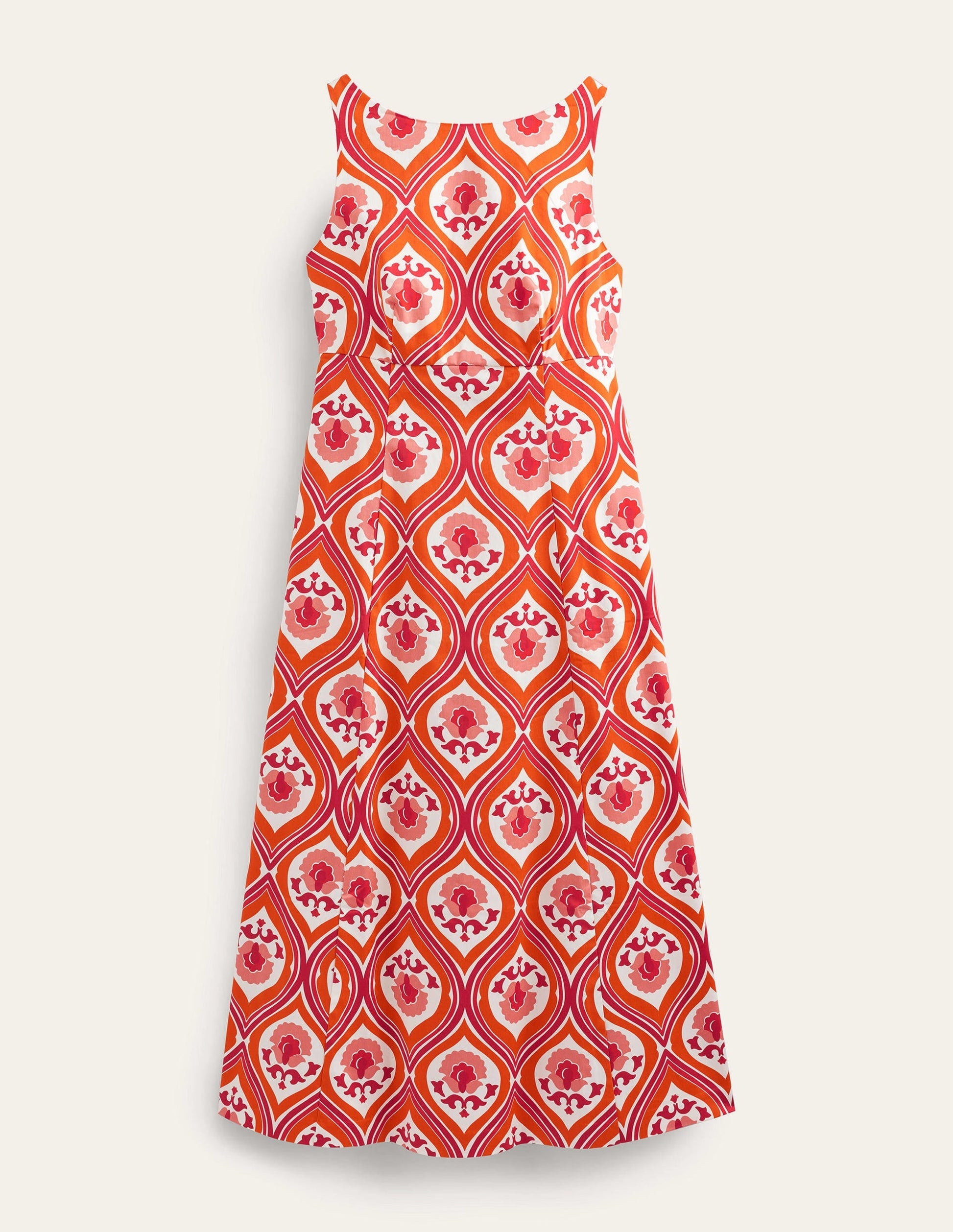 Slash Neck Midi Dress-Kumquat, Geo Cascade-5